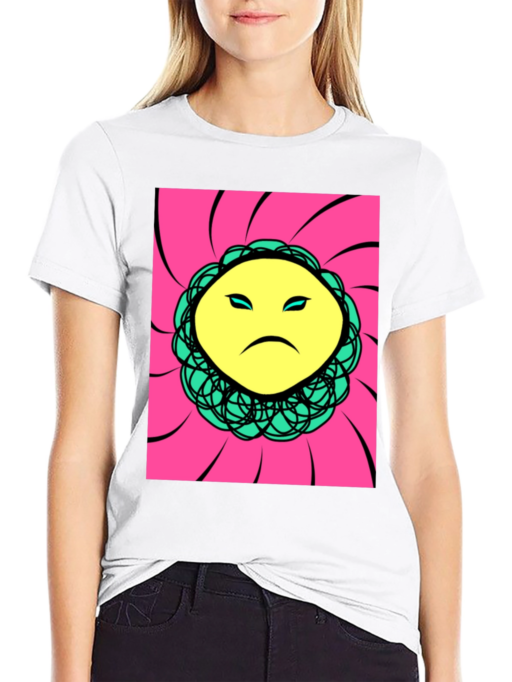 Sad Face Graphic Print T-Shirt