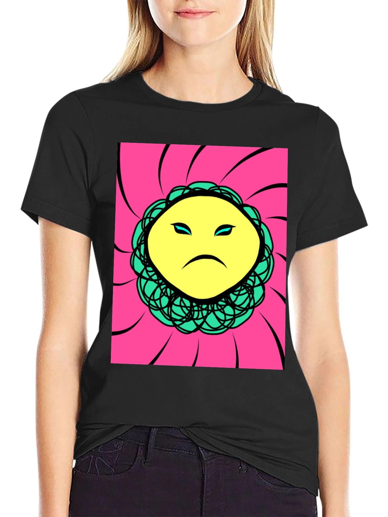 Sad Face Graphic Print T-Shirt