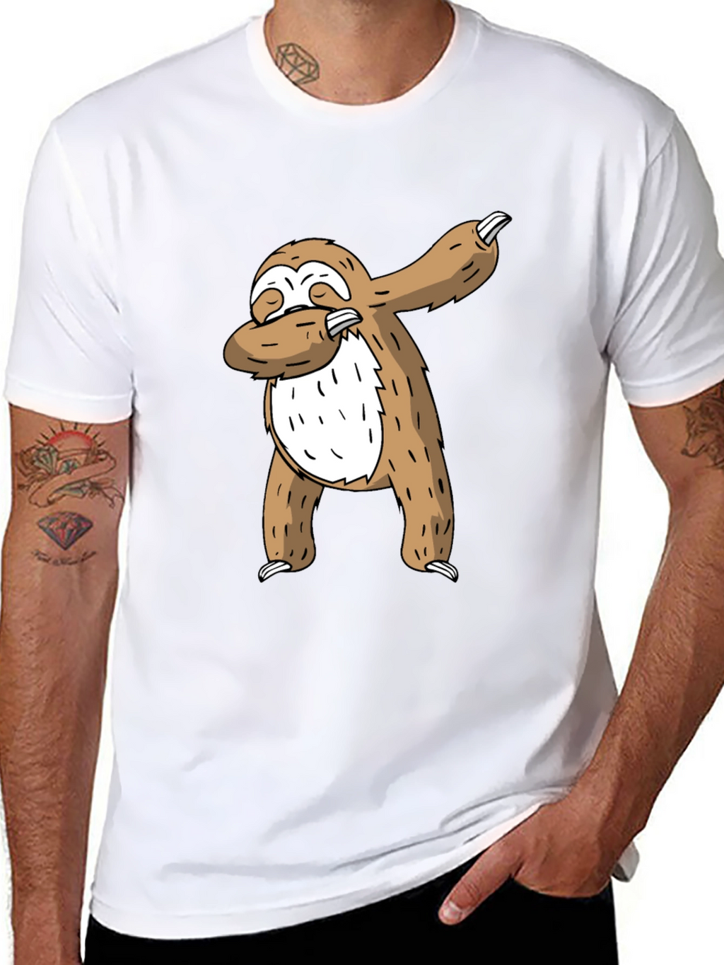 Dabbing Sloth Graphic Tee - Cool Casual T-Shirt
