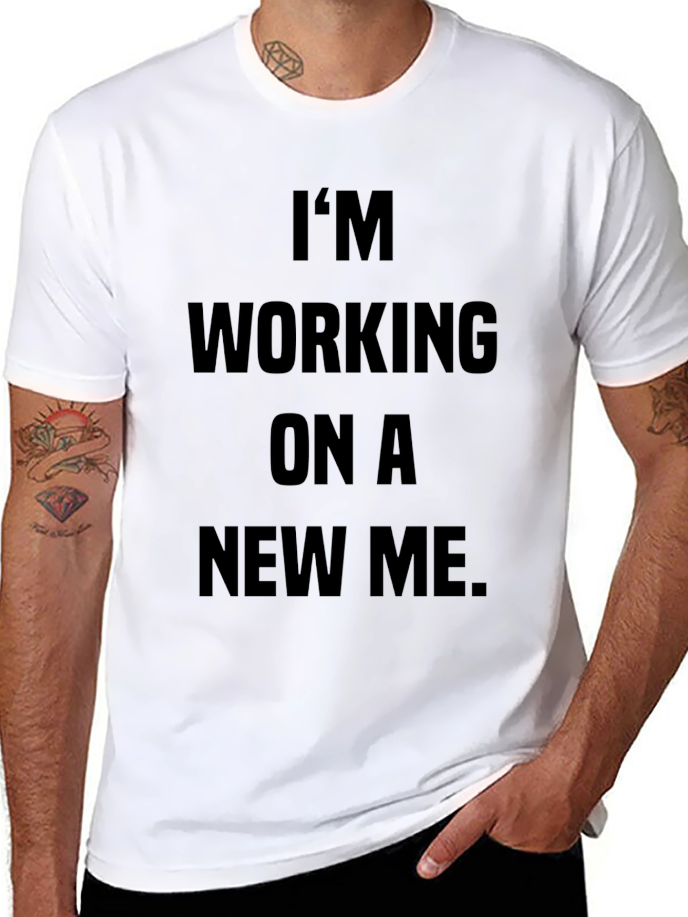 Im Working on a New Me Black Tee