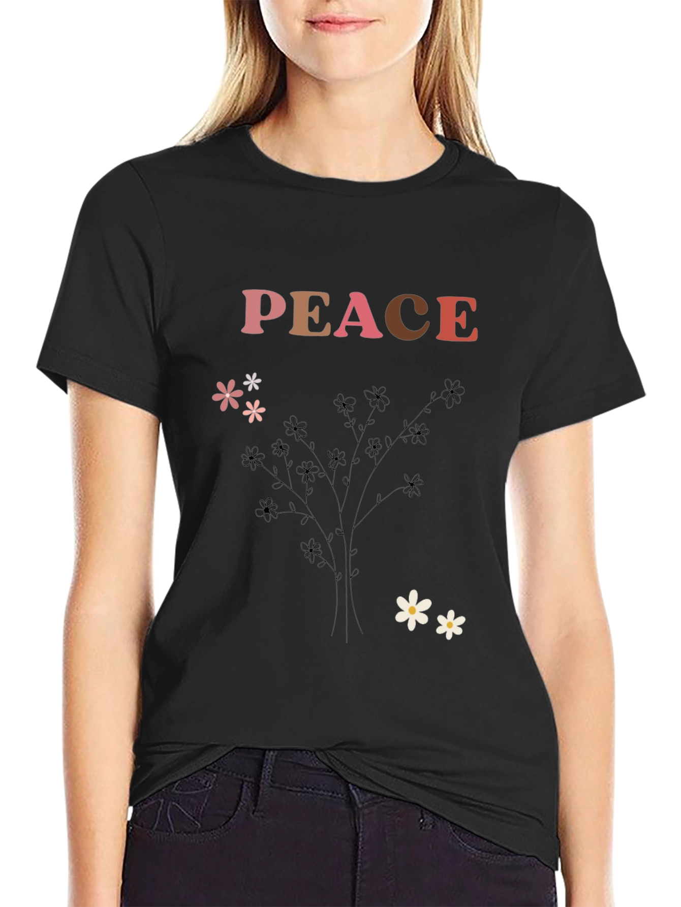 Peace Flower Print Graphic Tee