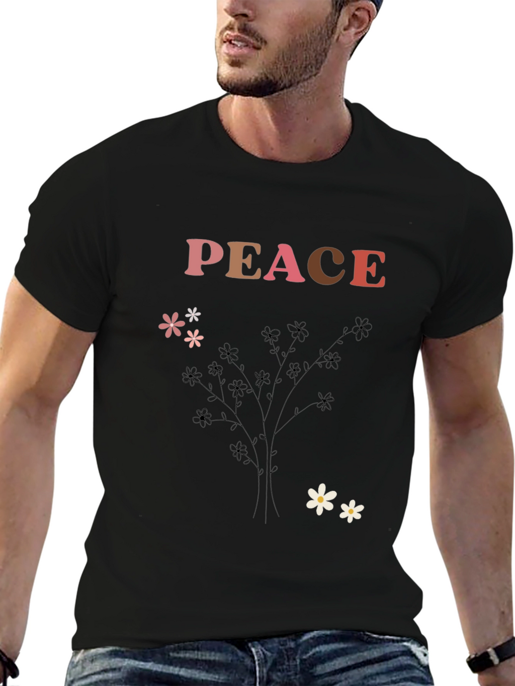 Peace Flower Print Graphic Tee