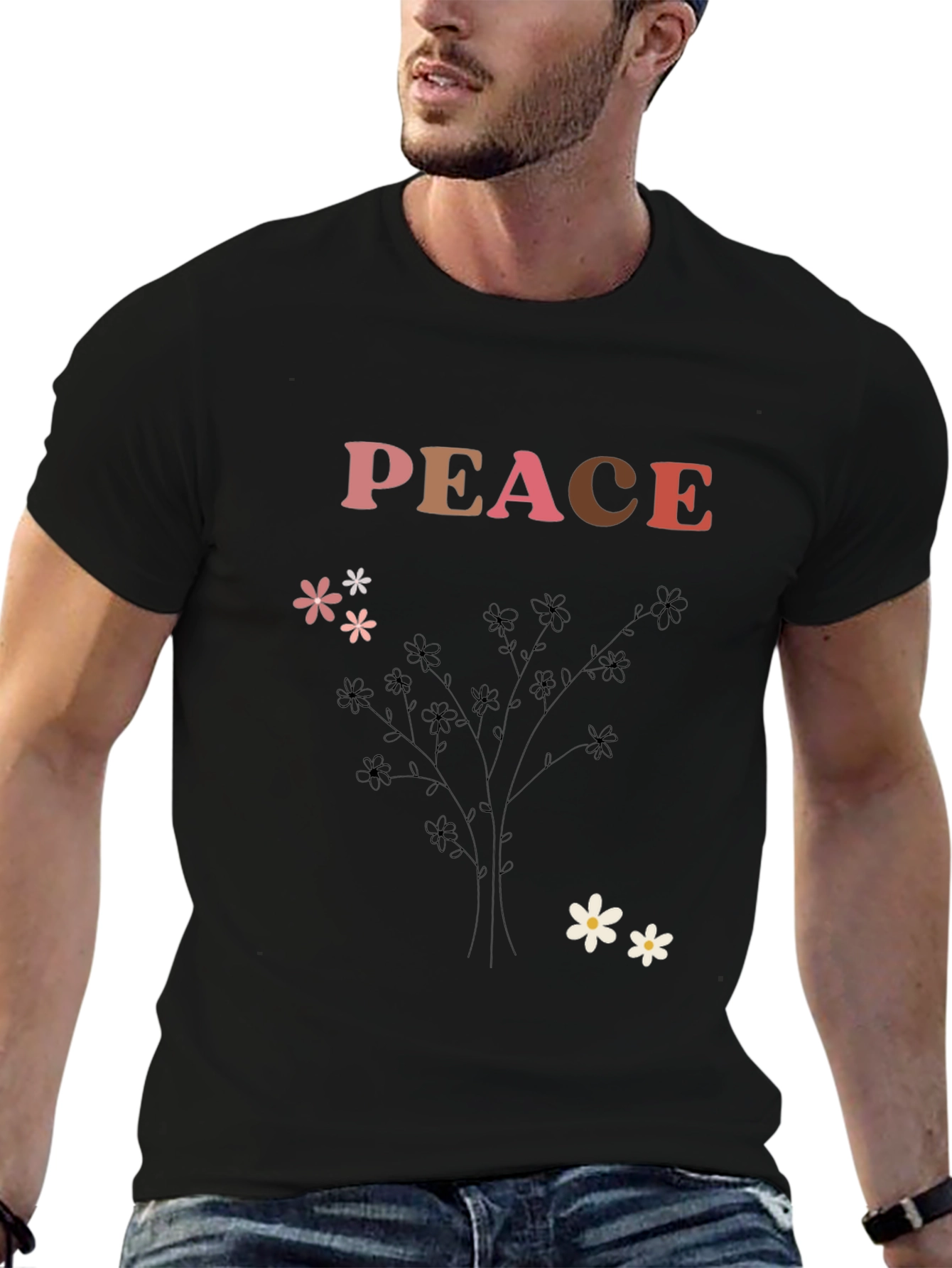 Peace Flower Print Graphic Tee