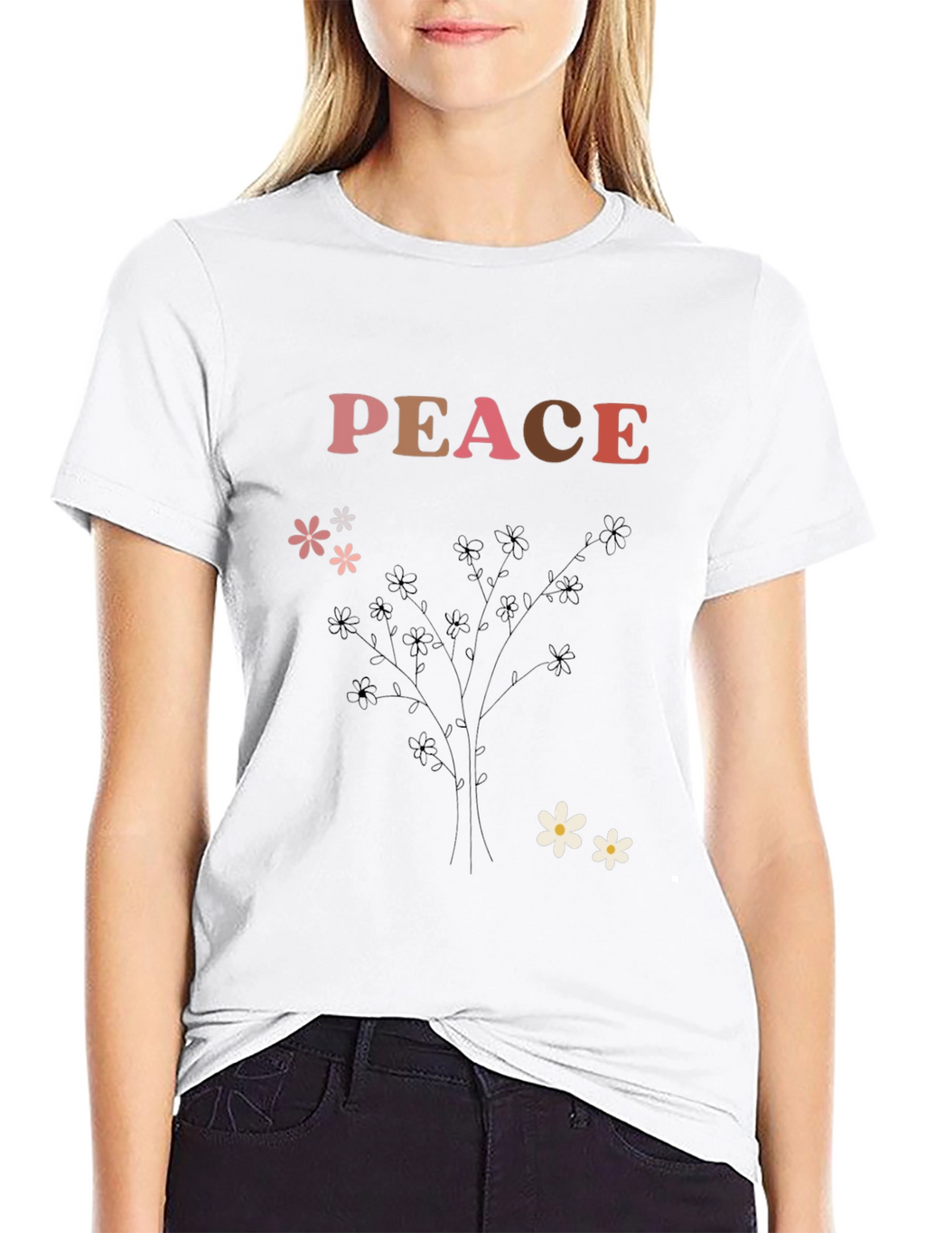 Peace Flower Print Graphic Tee