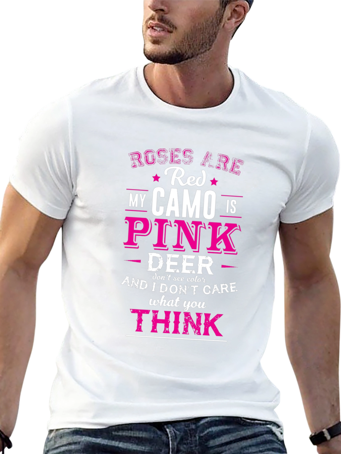 Roses Are Red Camo Pink Deer T-Shirt