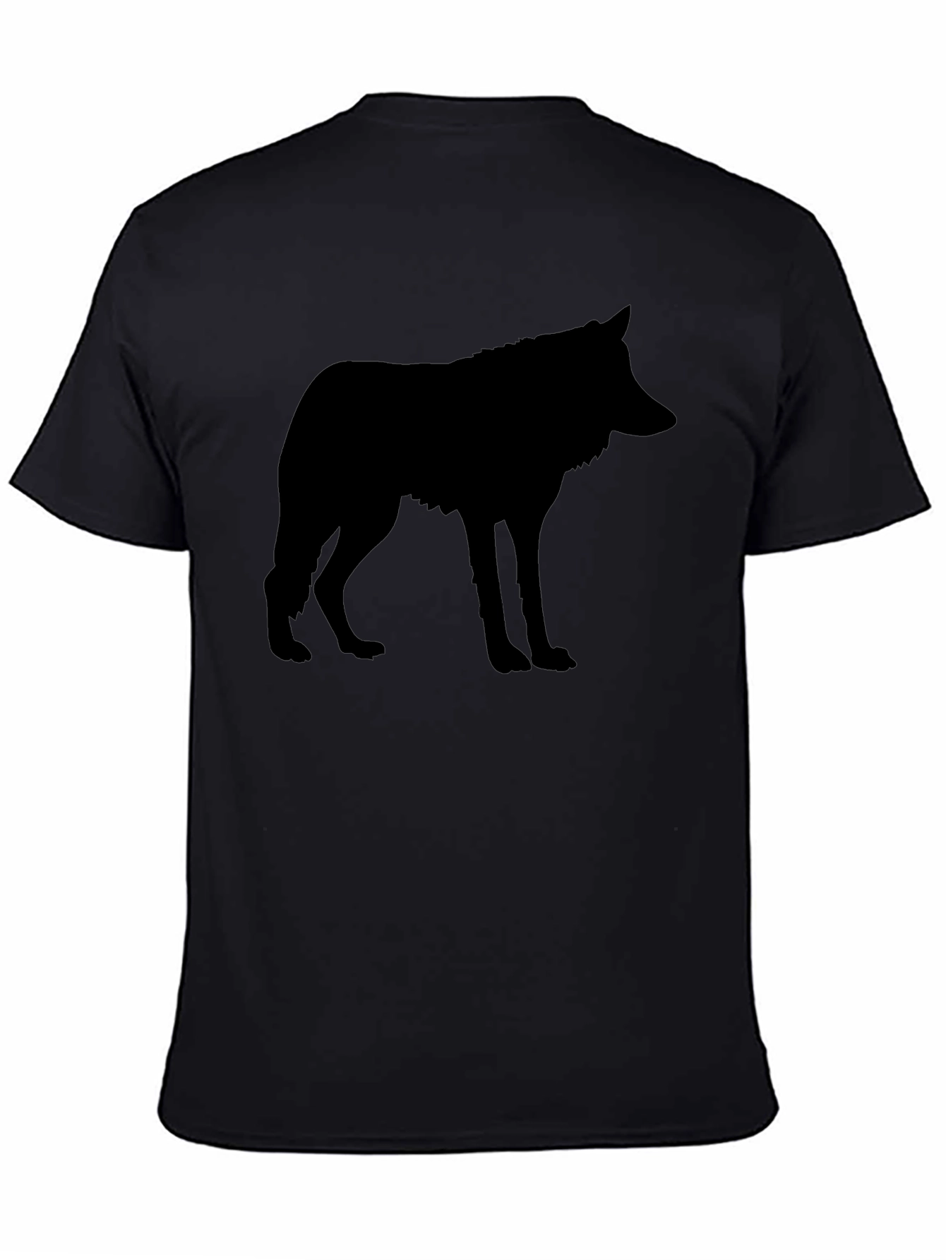 Mens Black Wolf Silhouette Graphic T-Shirt