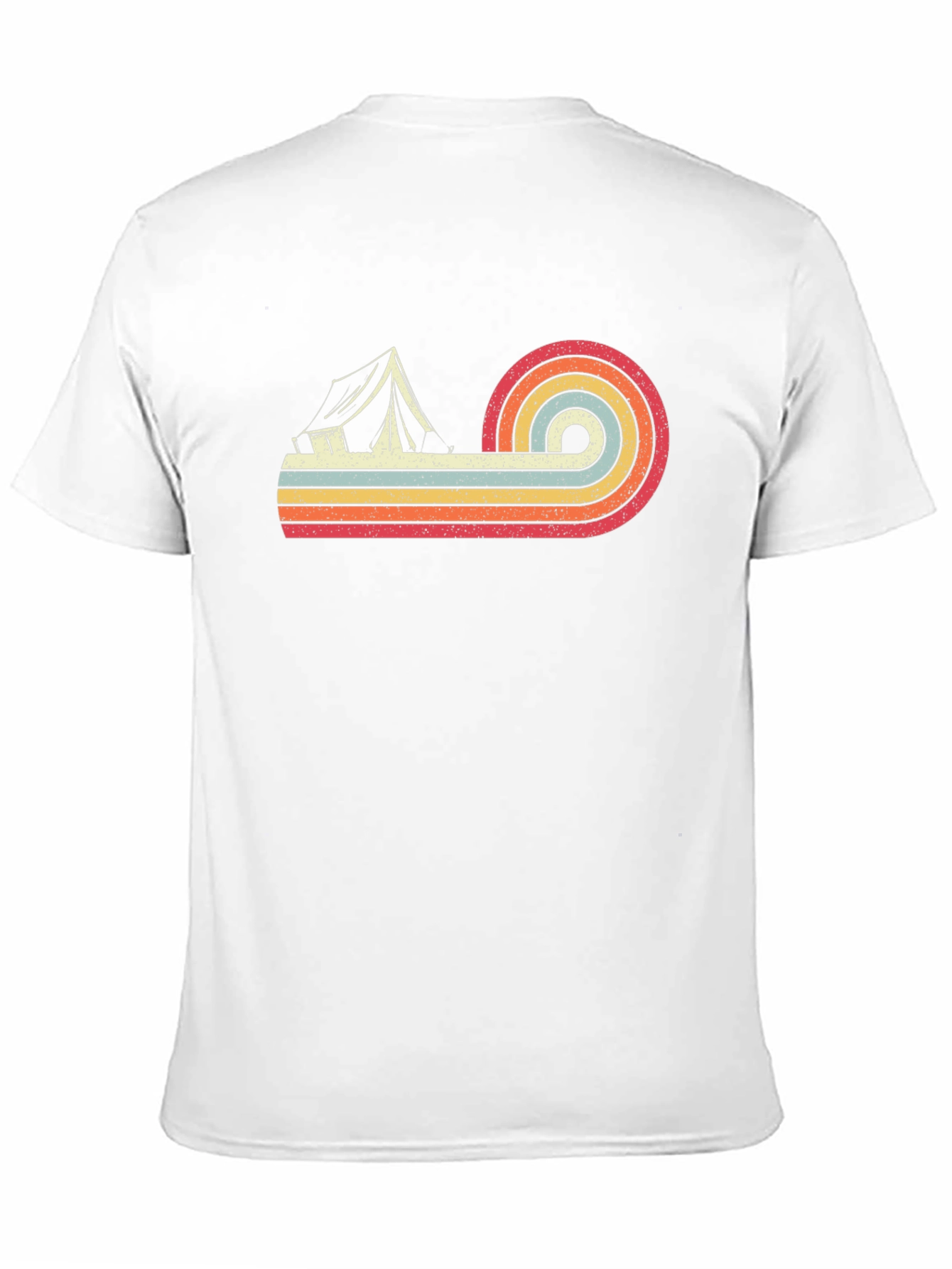 Retro Camping Tent Graphic Tee - Black Cotton T-Shirt