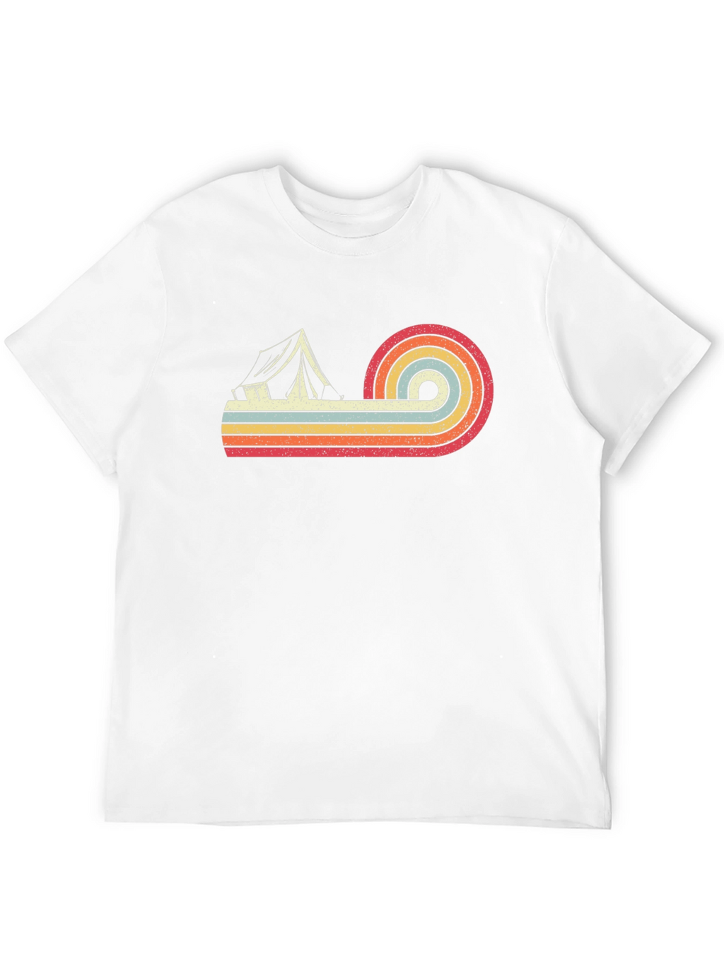 Retro Camping Tent Graphic Tee - Black Cotton T-Shirt