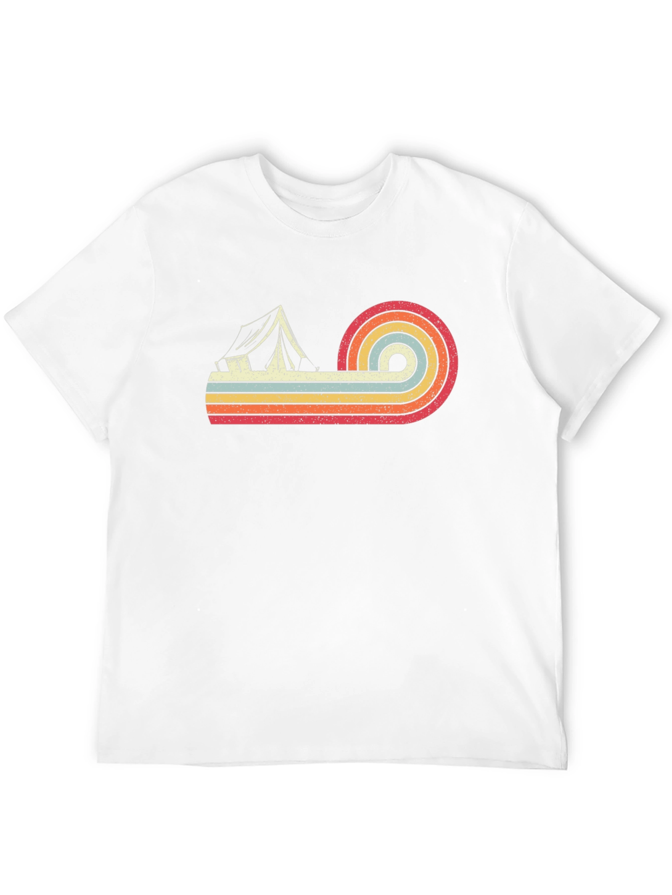 Retro Camping Tent Graphic Tee - Black Cotton T-Shirt
