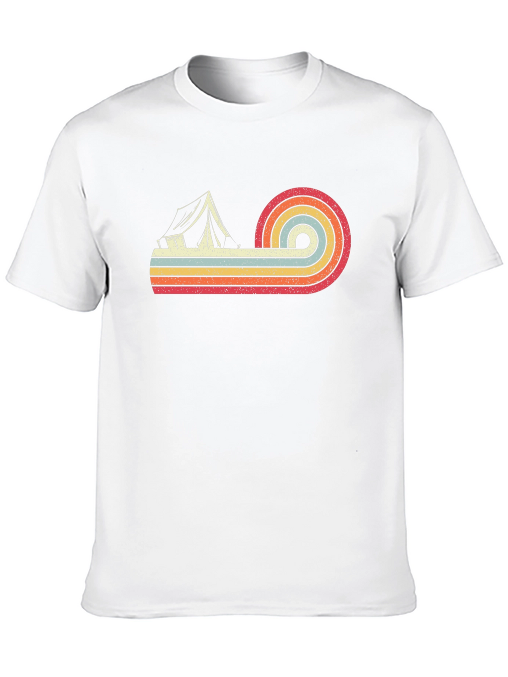 Retro Camping Tent Graphic Tee - Black Cotton T-Shirt