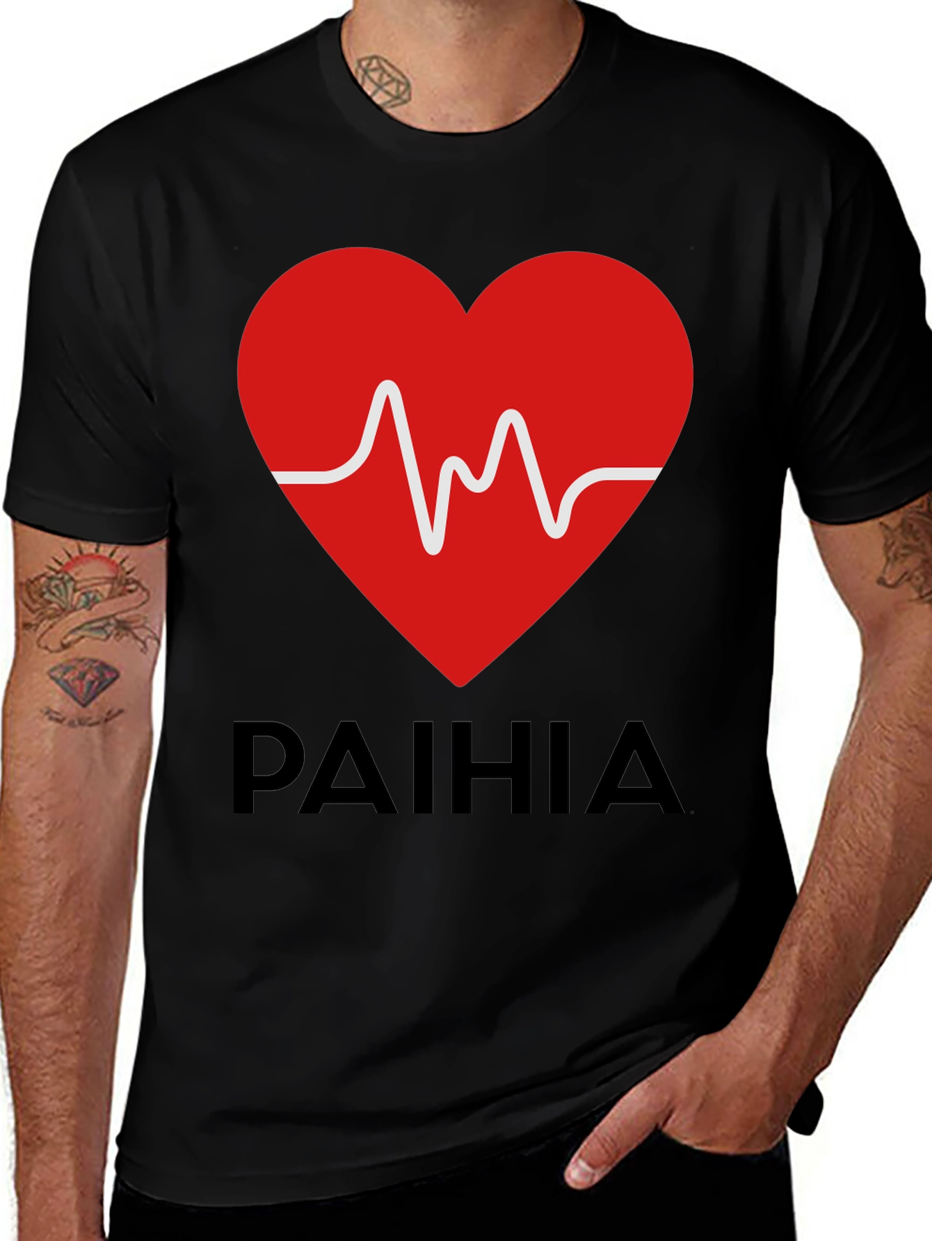 Paihia Heartbeat Graphic Tee - Black