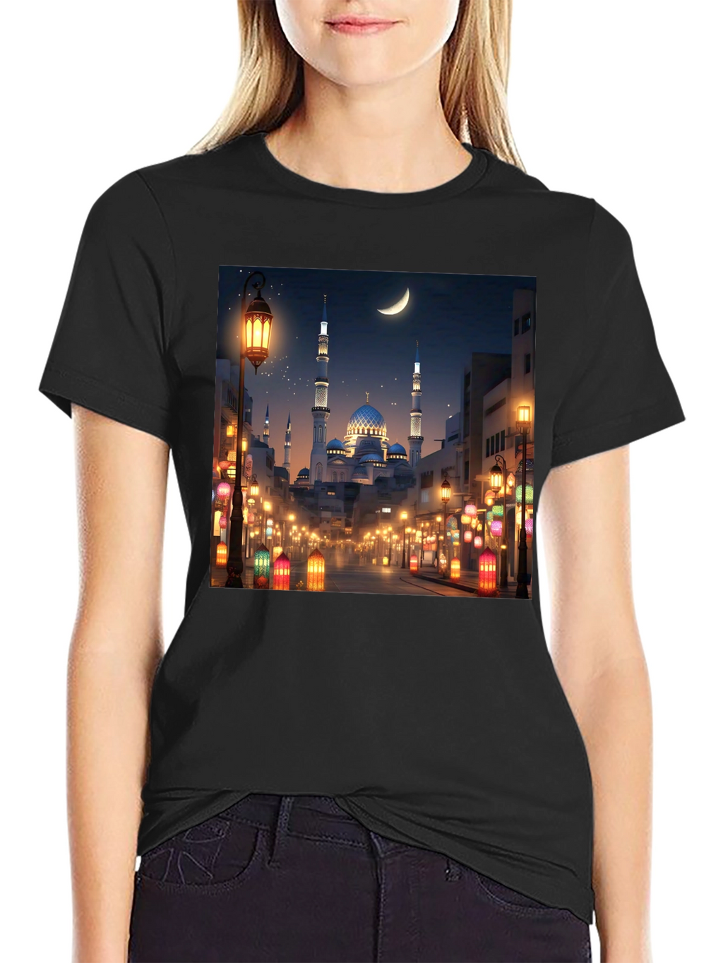 Mosque Print T-Shirt - Night Scene