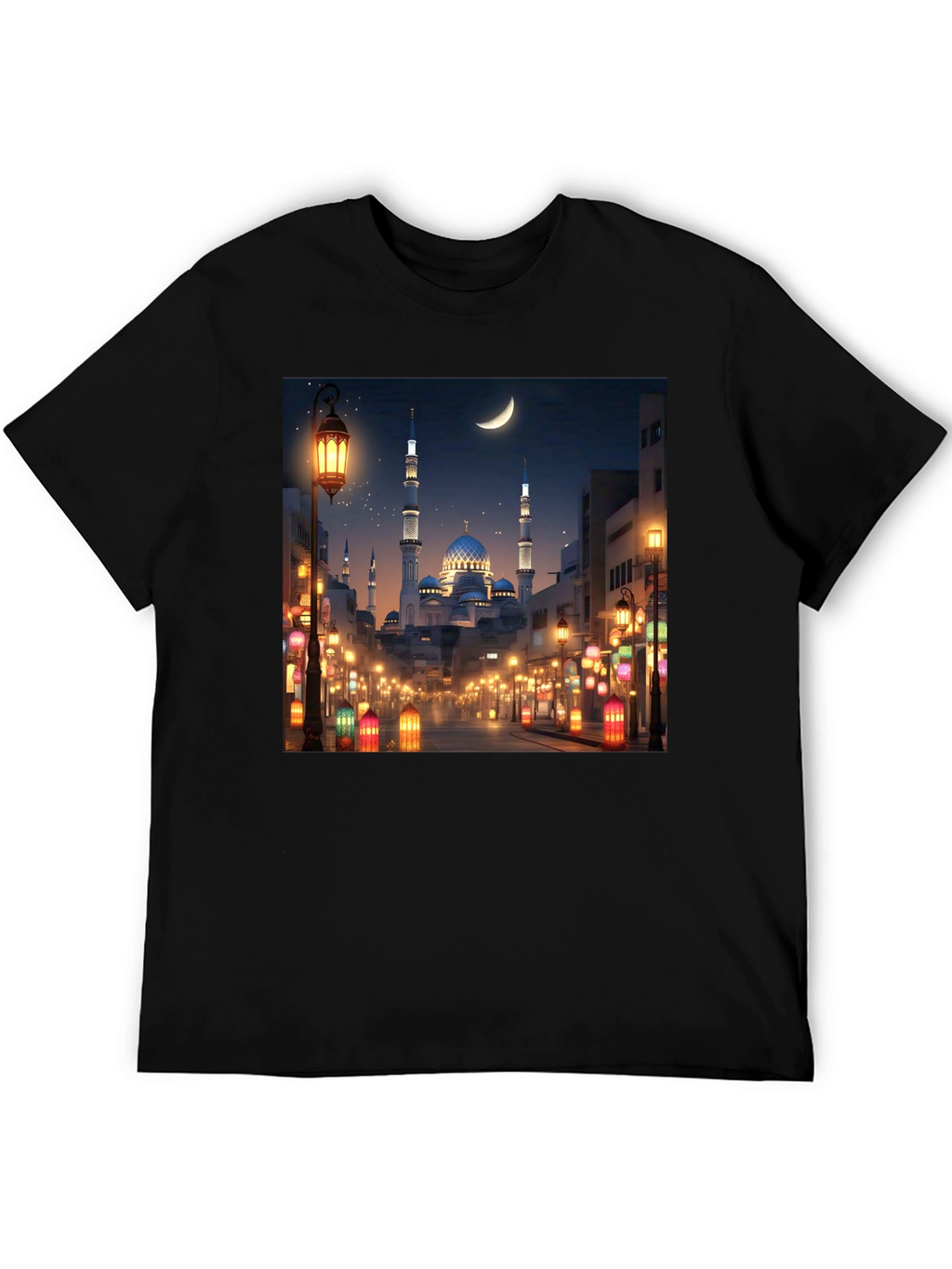 Mosque Print T-Shirt - Night Scene