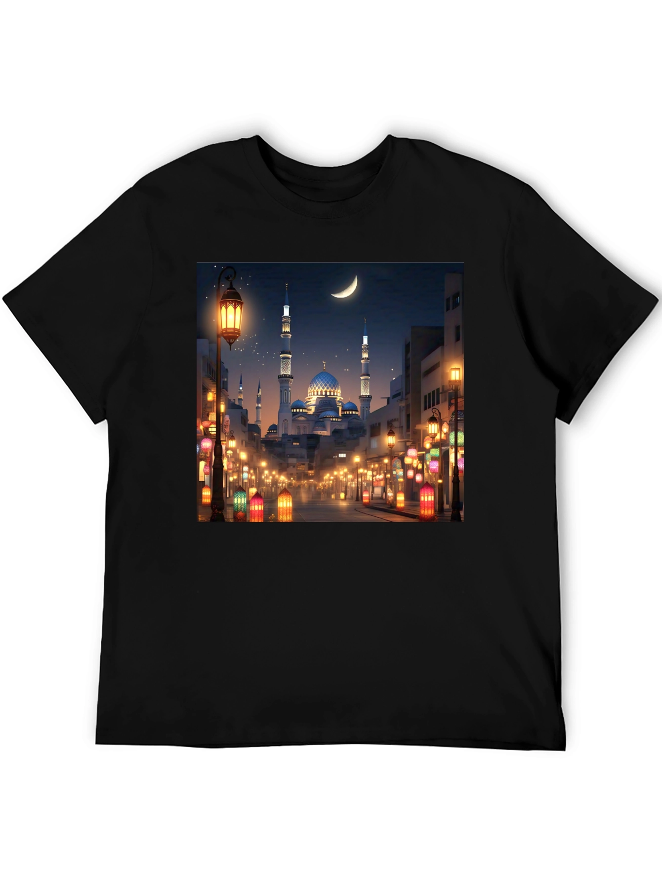 Mosque Print T-Shirt - Night Scene