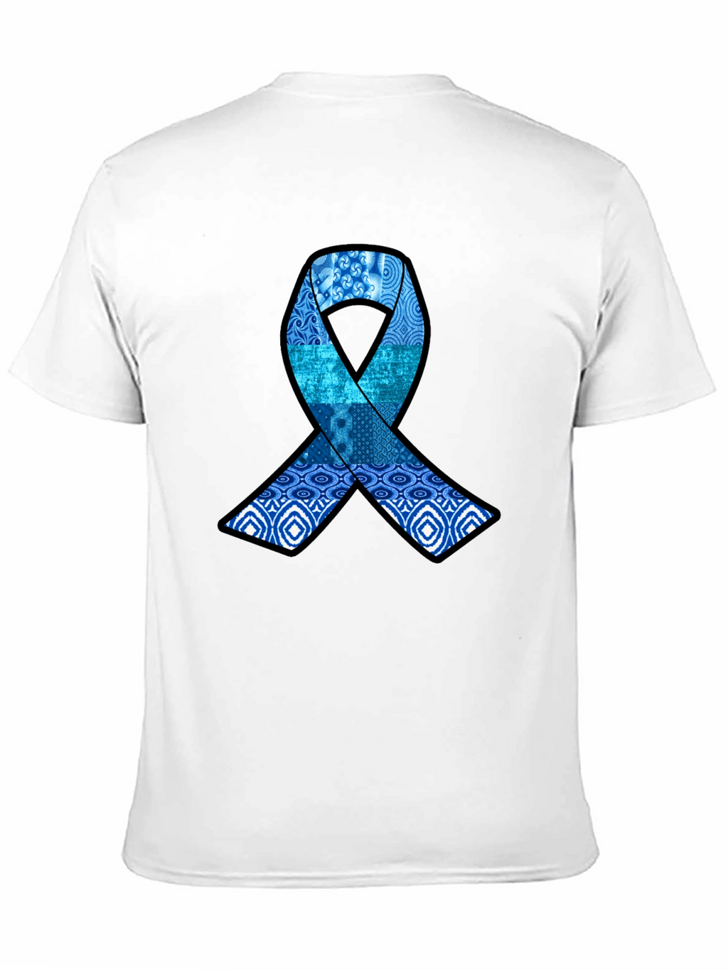 Blue Ribbon Pattern Graphic Tee - Stylish Awareness Shirt