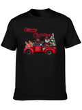 Christmas Truck T-Shirt with Pig and Snowman Design