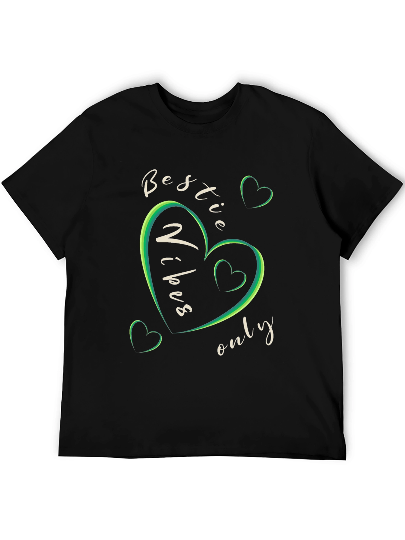 Bestie Vibes Only Graphic Tee - Black Crew Neck