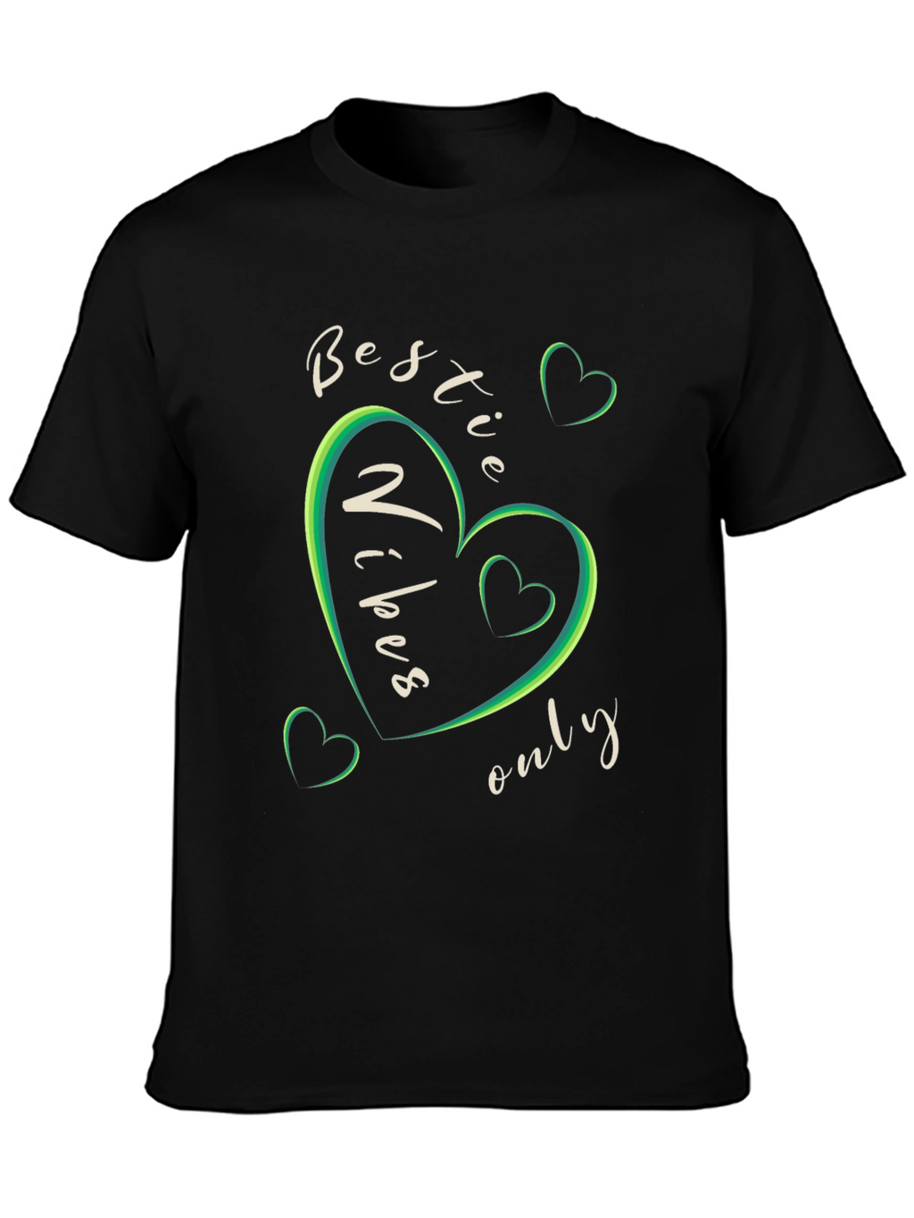 Bestie Vibes Only Graphic Tee - Black Crew Neck