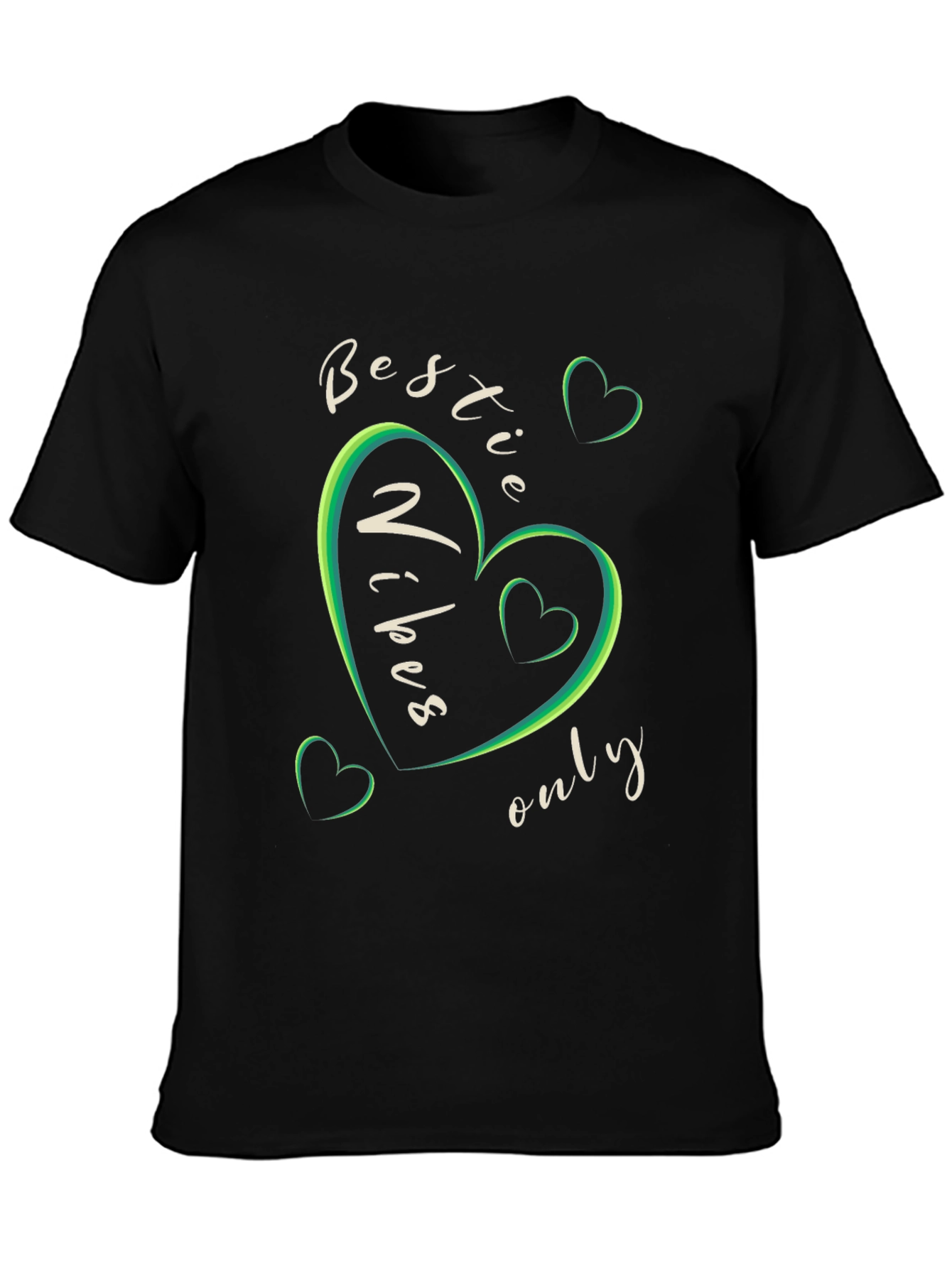 Bestie Vibes Only Graphic Tee - Black Crew Neck