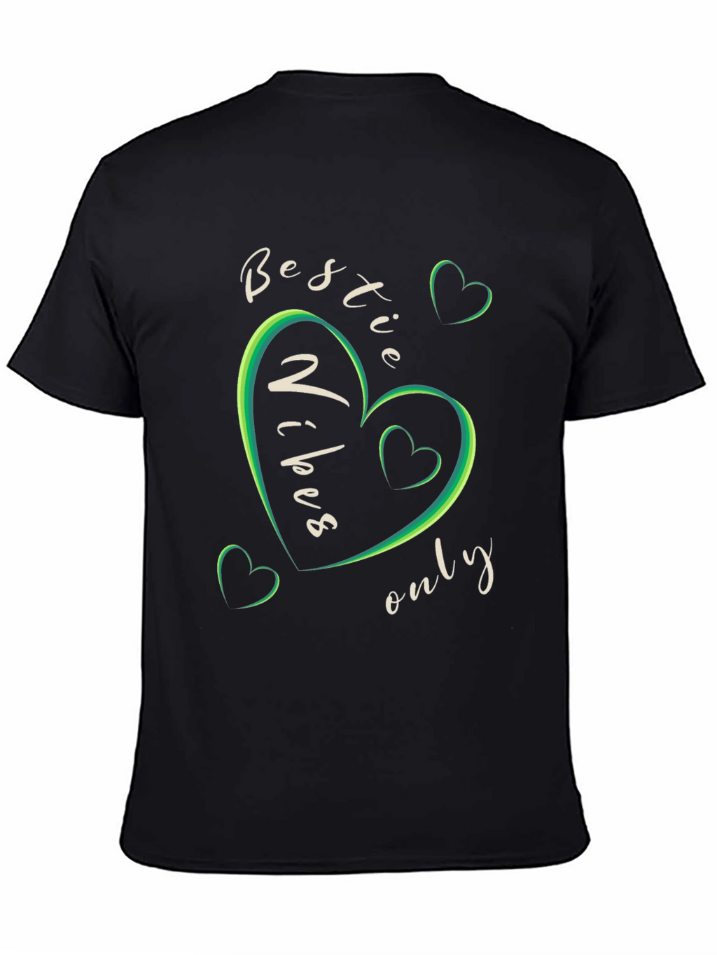 Bestie Vibes Only Graphic Tee - Black Crew Neck