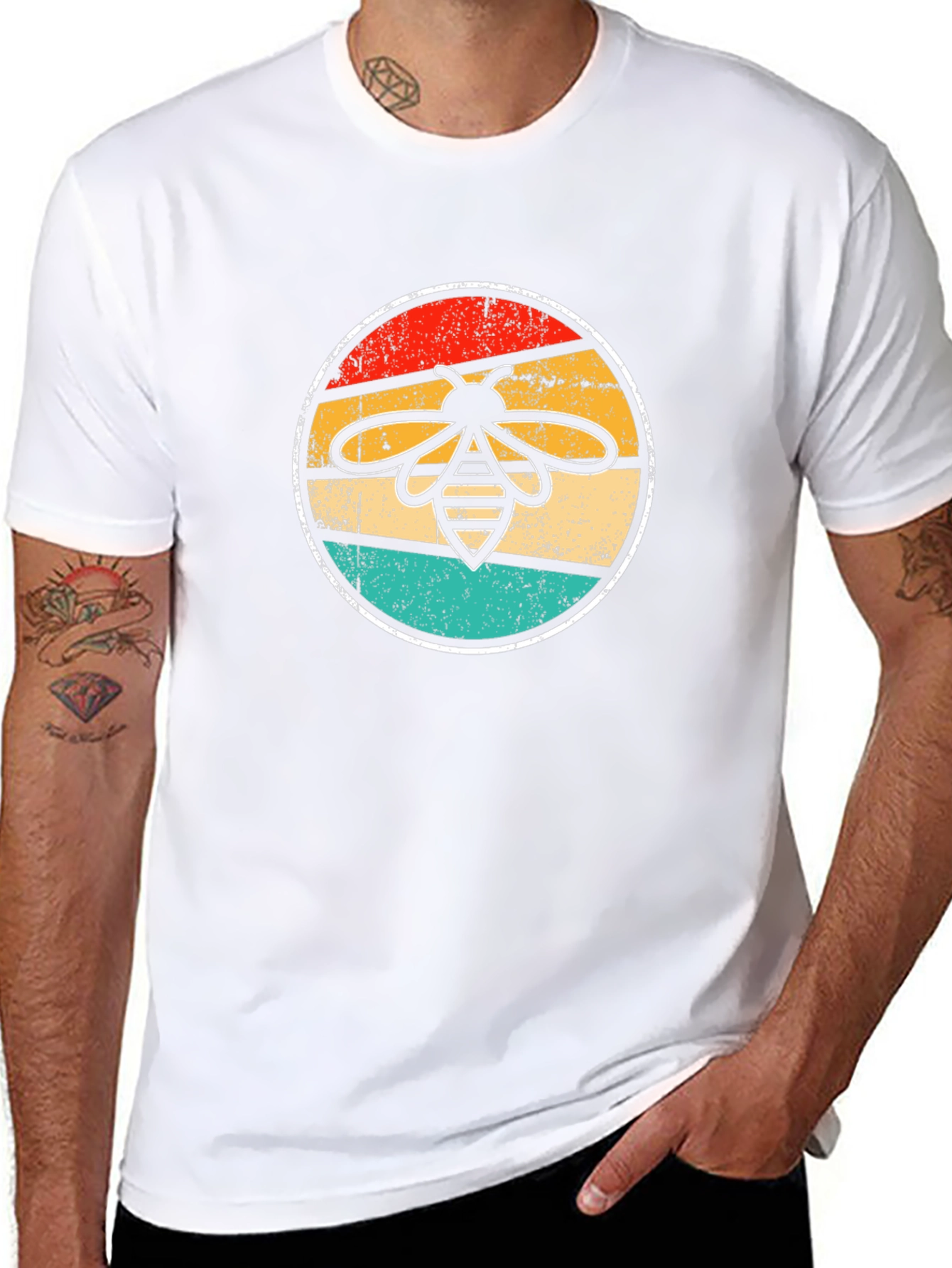 Retro Bee Graphic T-Shirt - Black