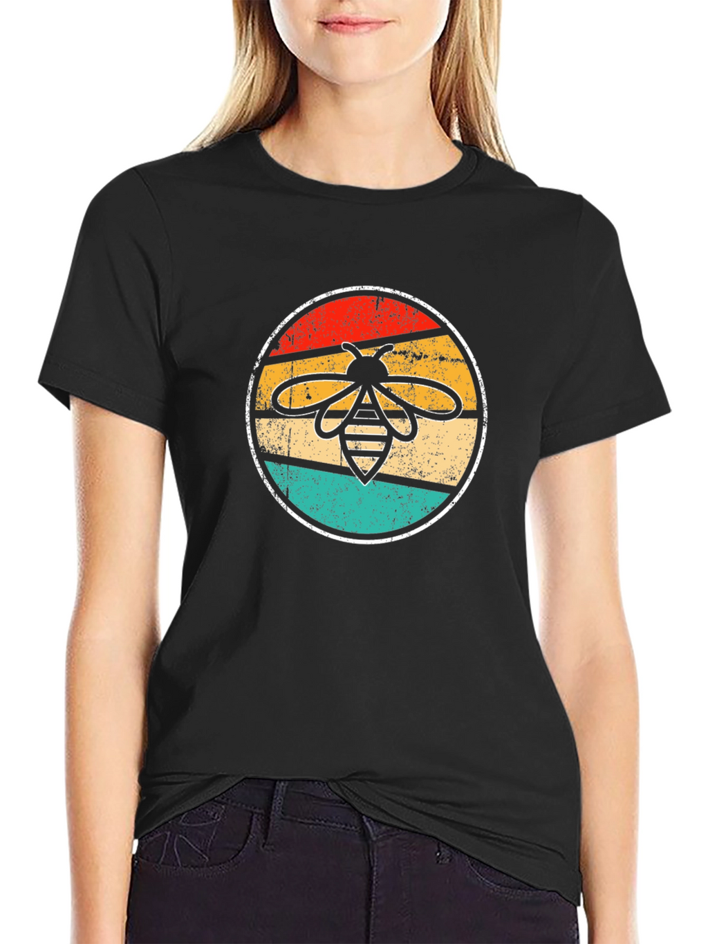 Retro Bee Graphic T-Shirt - Black