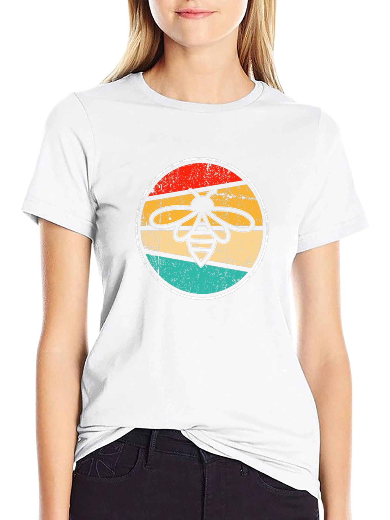 Retro Bee Graphic T-Shirt - Black