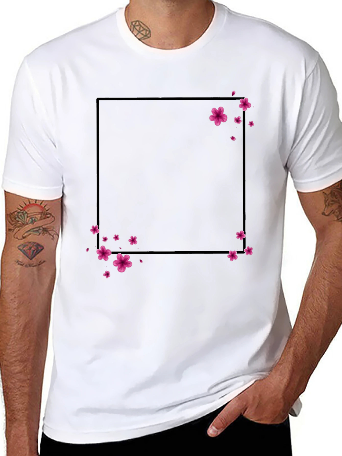 Cherry Blossom Graphic Tee - Stylish Black T-Shirt