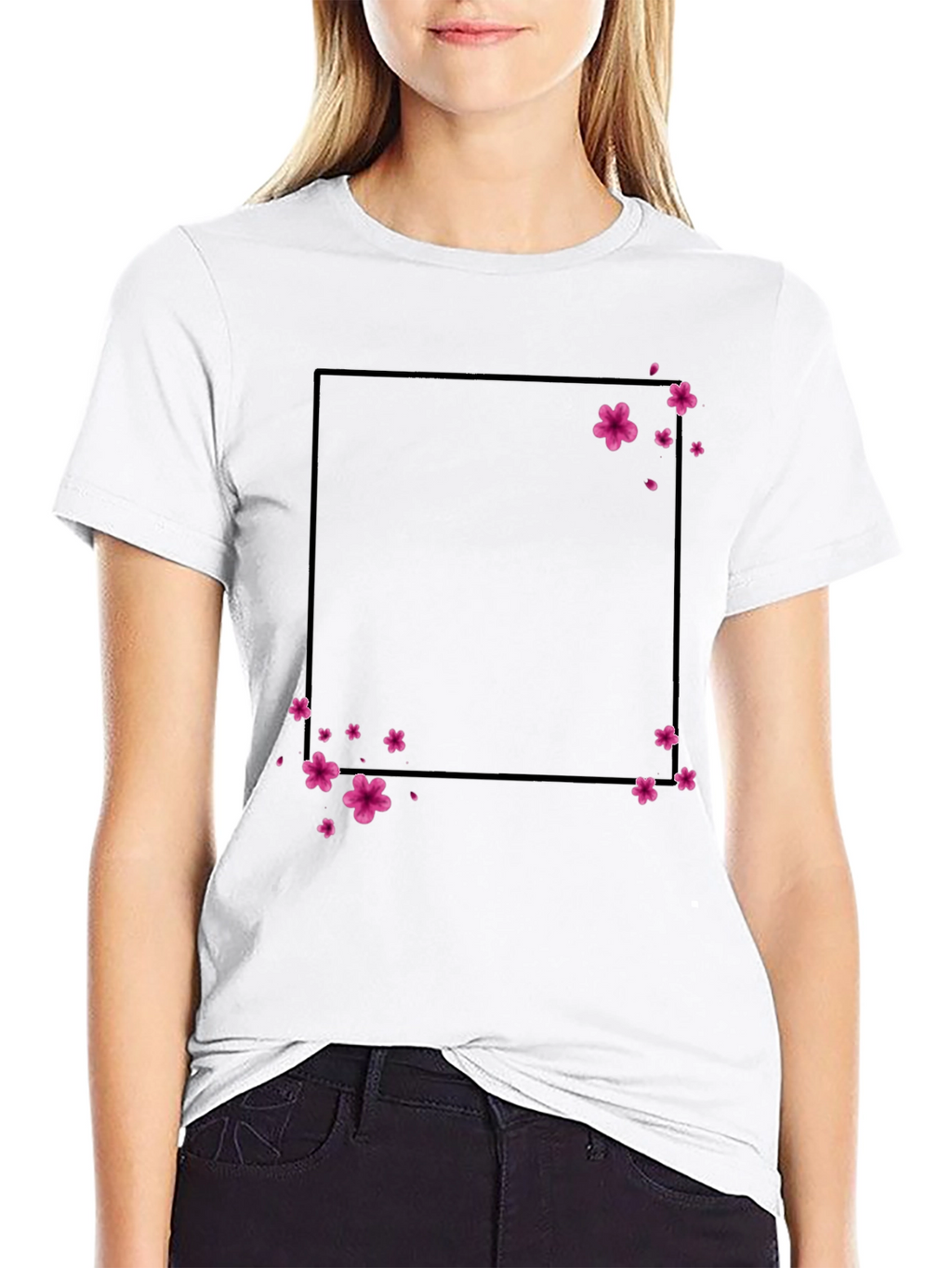 Cherry Blossom Graphic Tee - Stylish Black T-Shirt