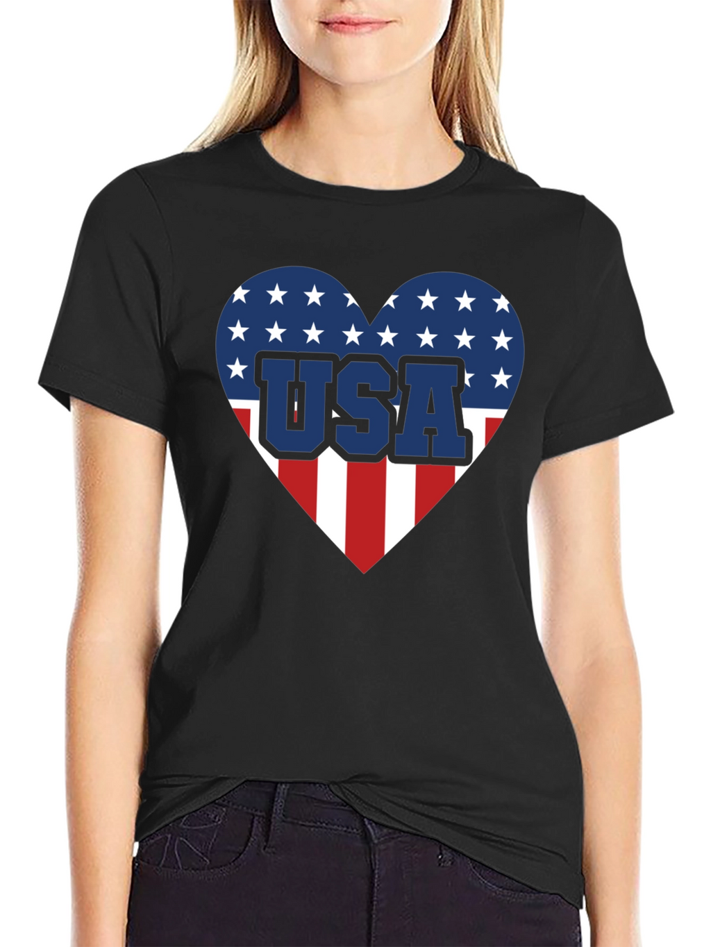 USA Heart Flag Graphic T-Shirt