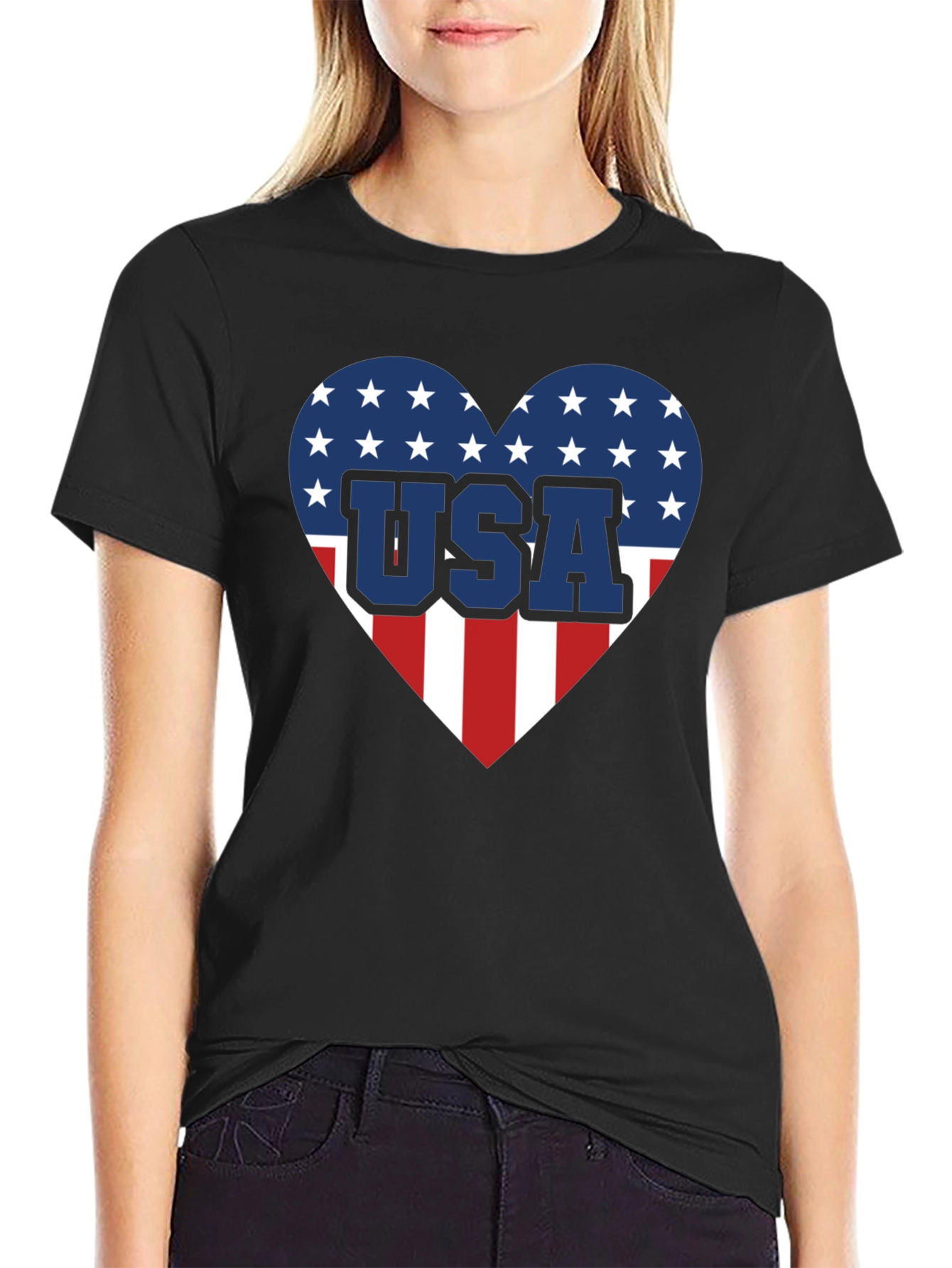 USA Heart Flag Graphic T-Shirt