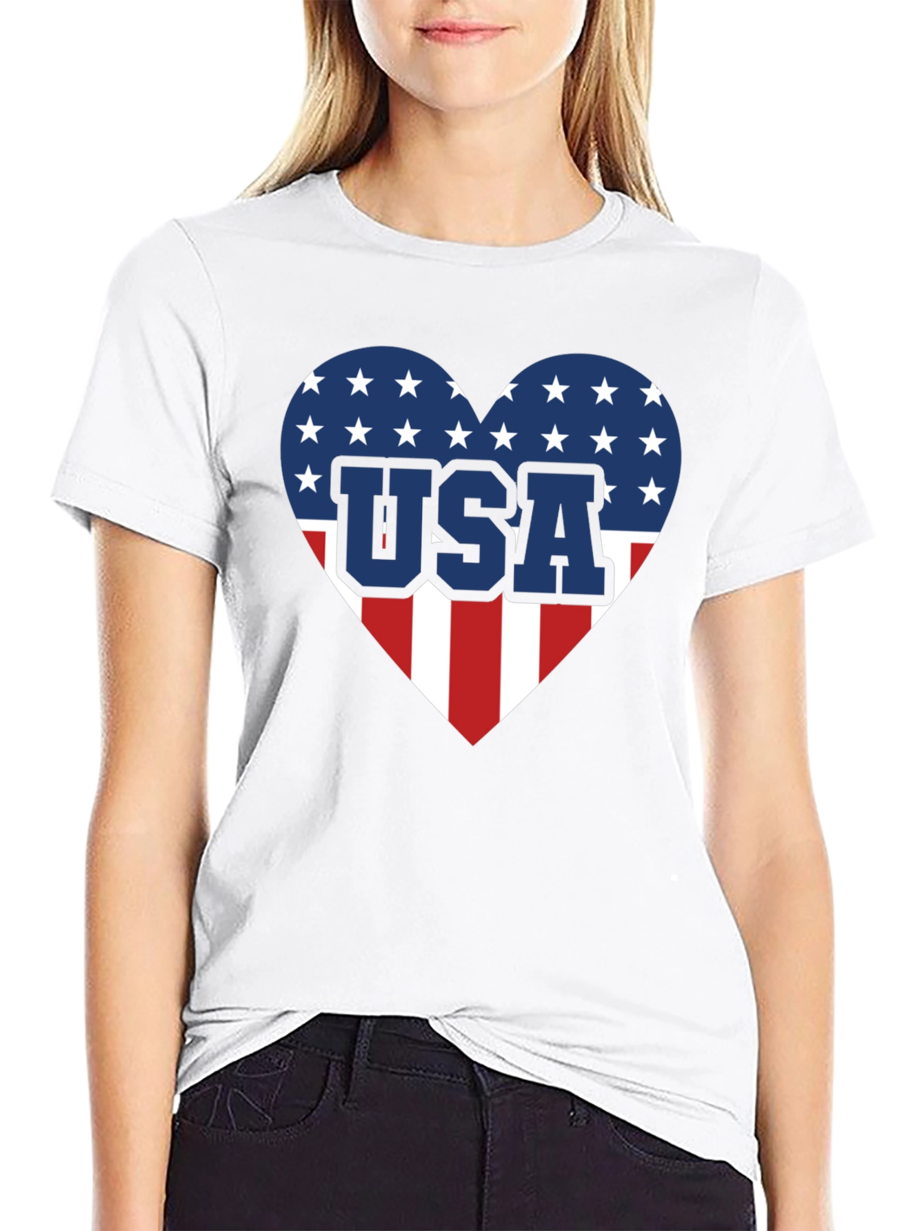 USA Heart Flag Graphic T-Shirt