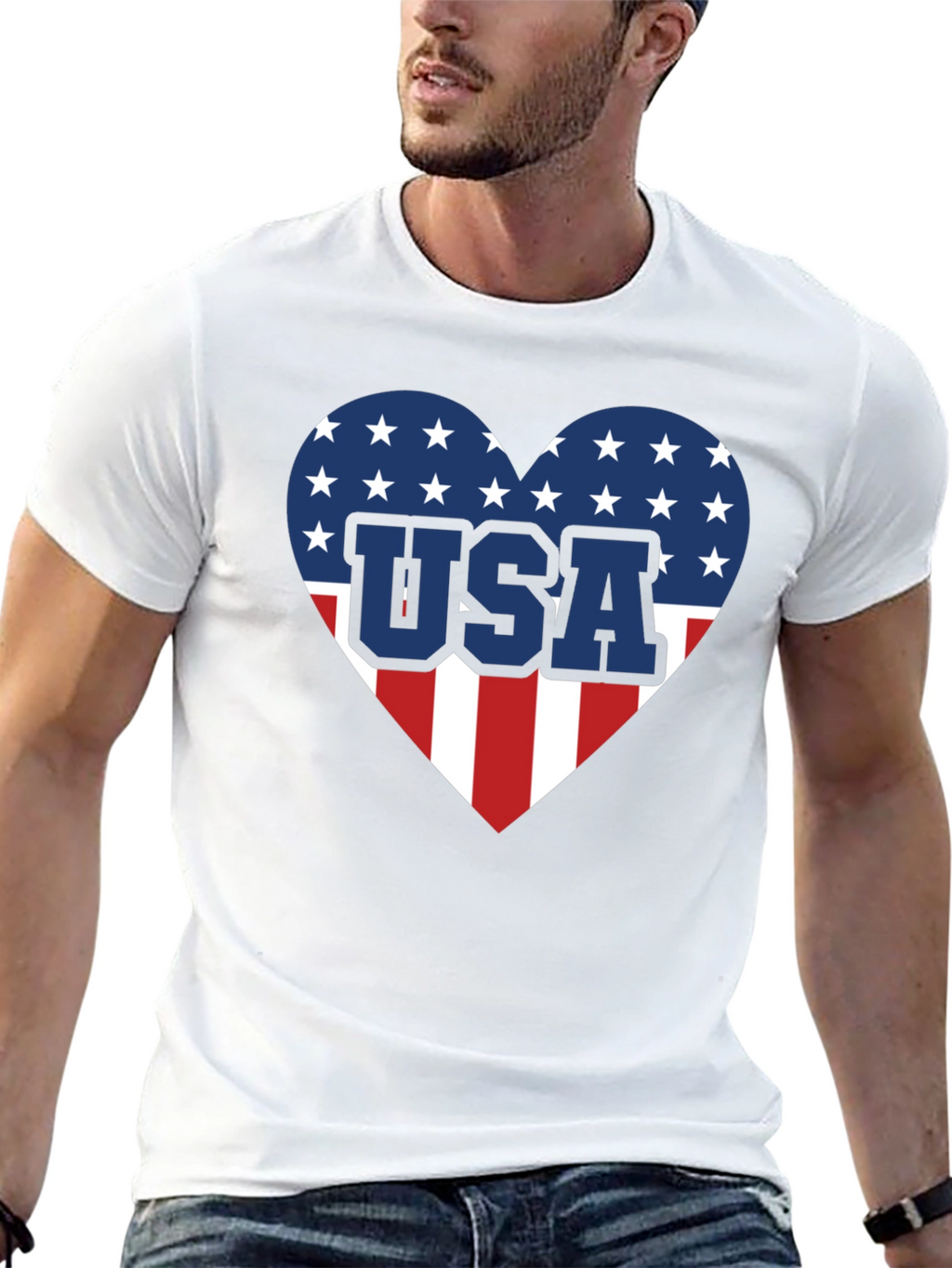 USA Heart Flag Graphic T-Shirt