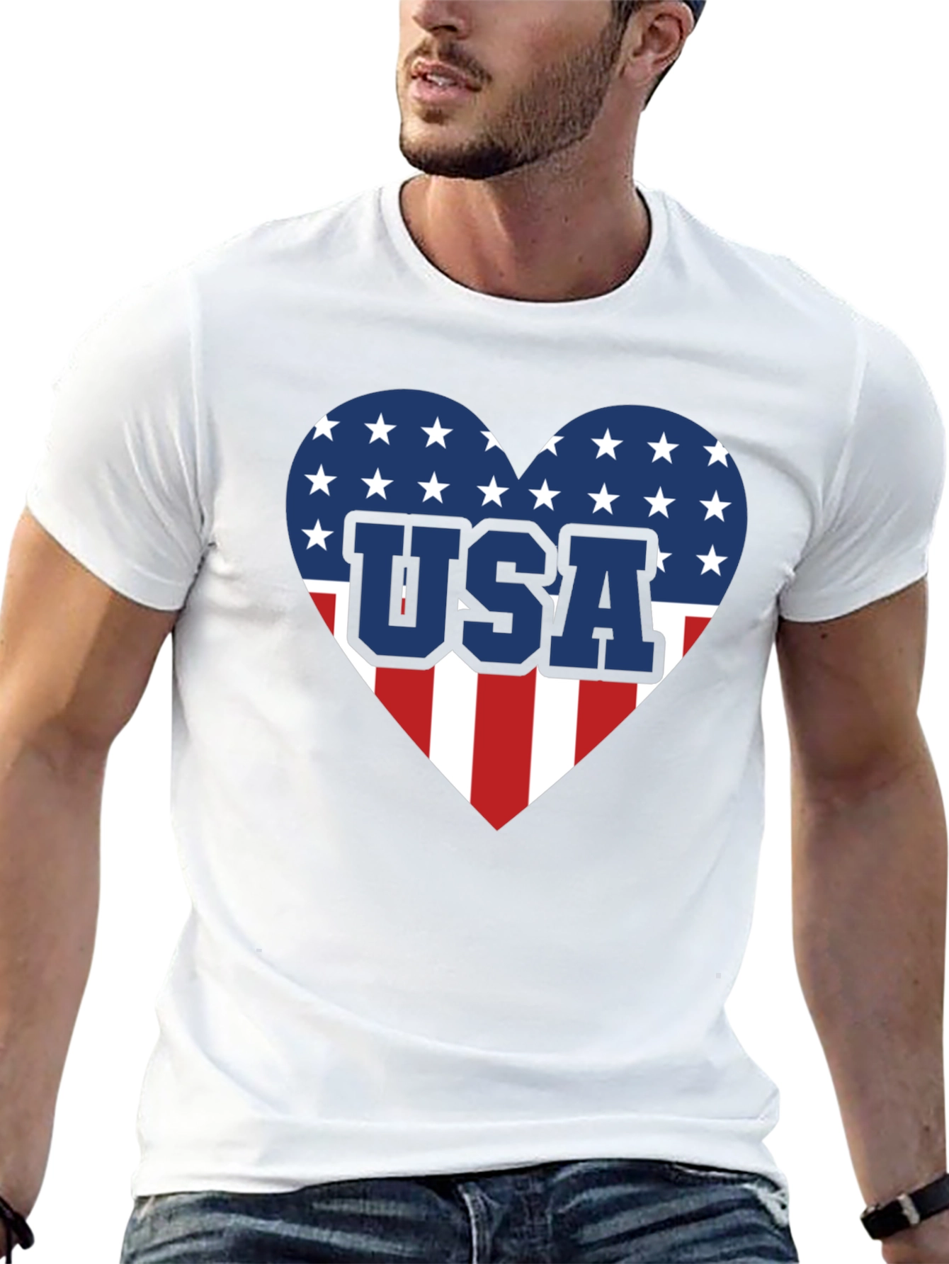 USA Heart Flag Graphic T-Shirt