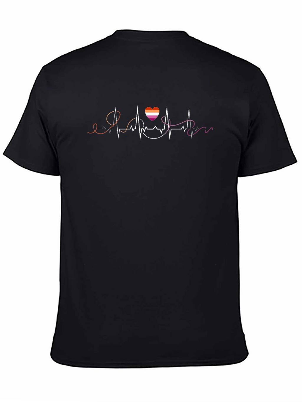 Lesbian Pride Heartbeat T-Shirt - Black