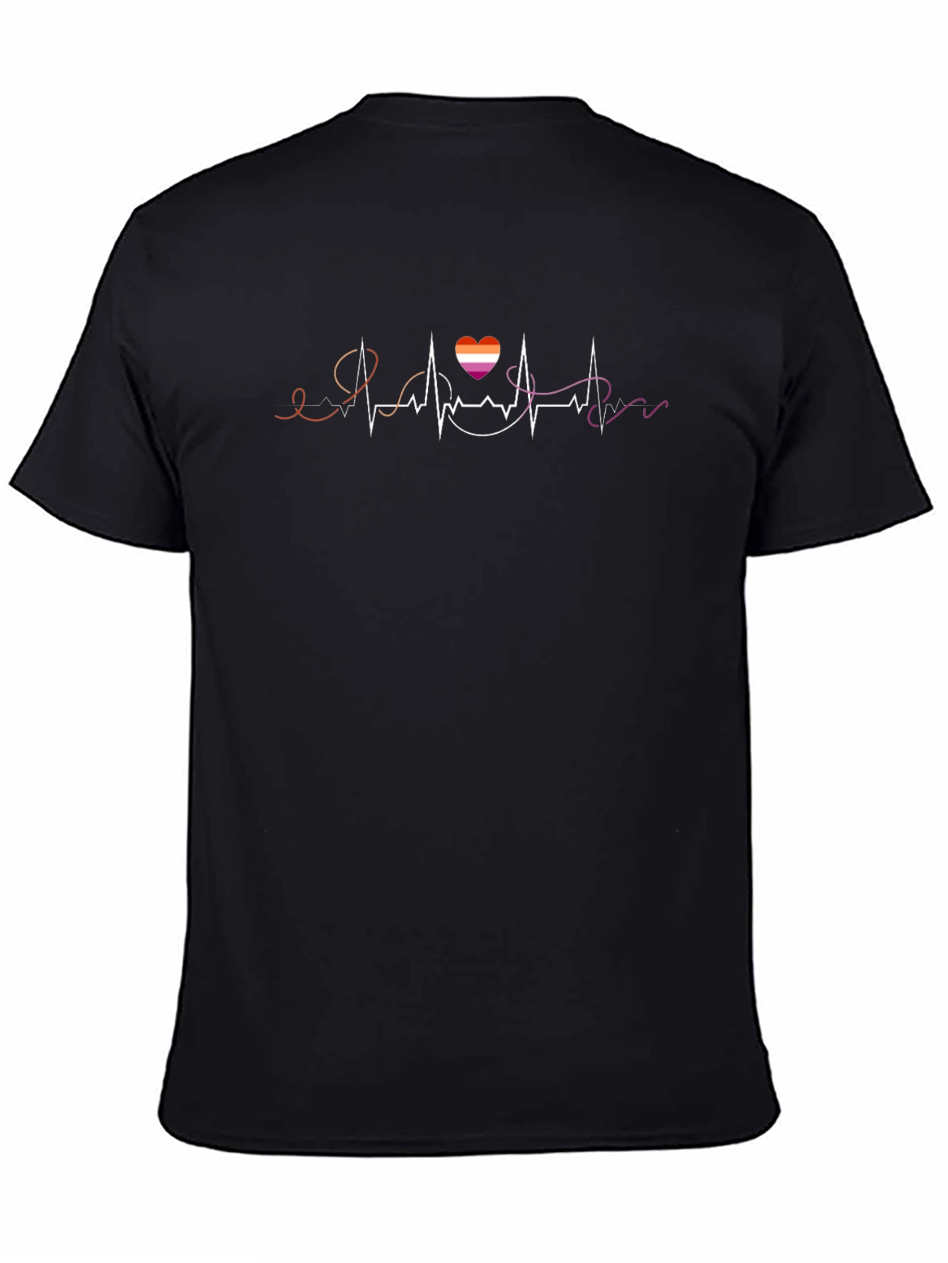 Lesbian Pride Heartbeat T-Shirt - Black