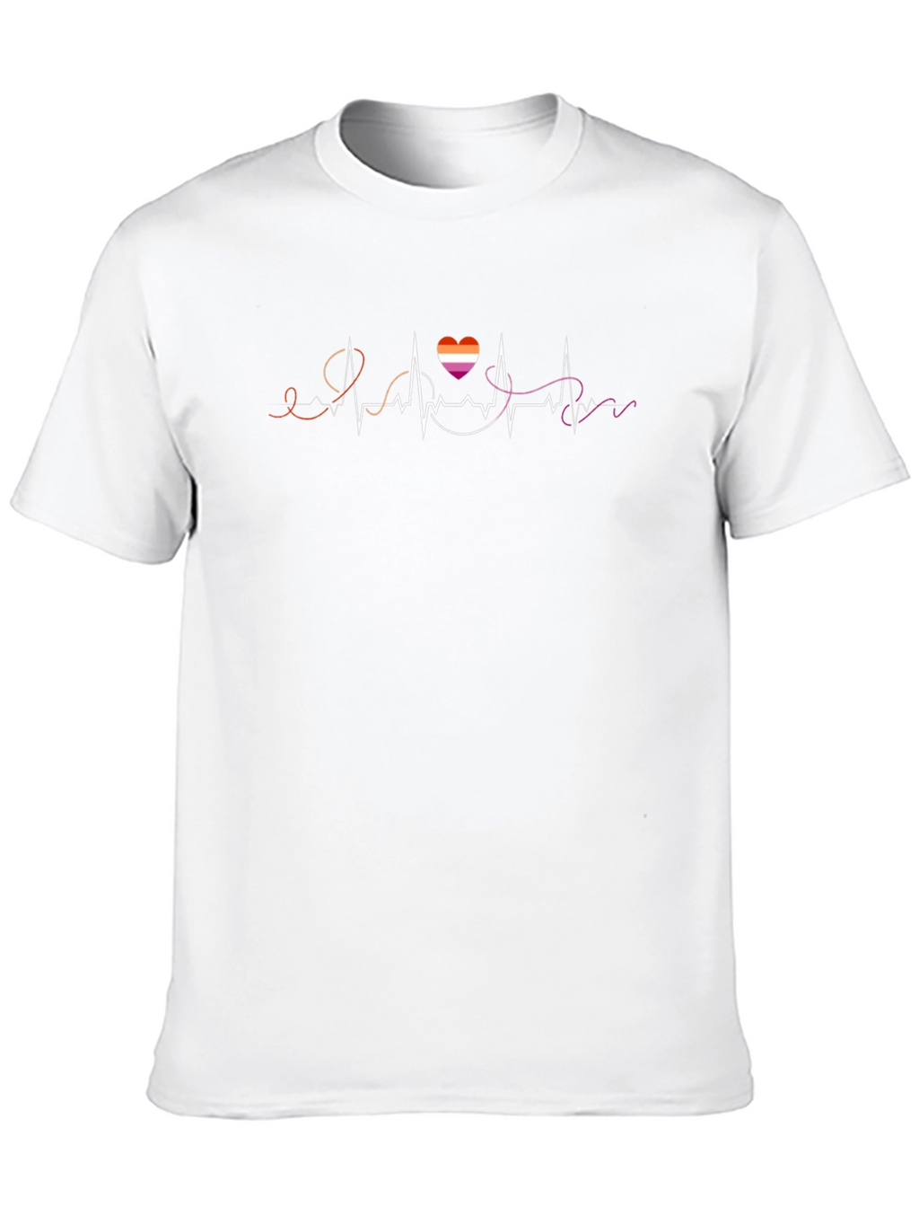 Lesbian Pride Heartbeat T-Shirt - Black
