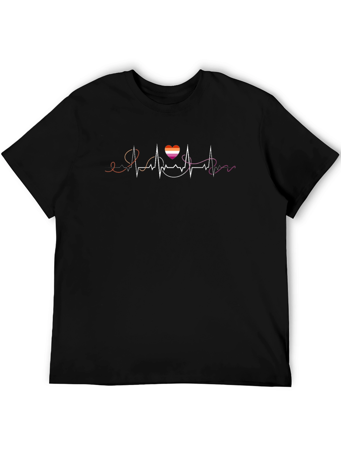 Lesbian Pride Heartbeat T-Shirt - Black
