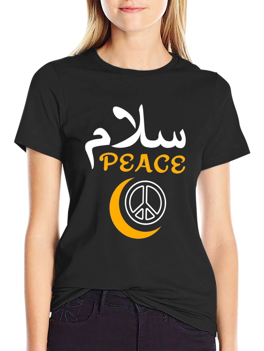 Peace Graphic T-Shirt - Black Cotton Blend