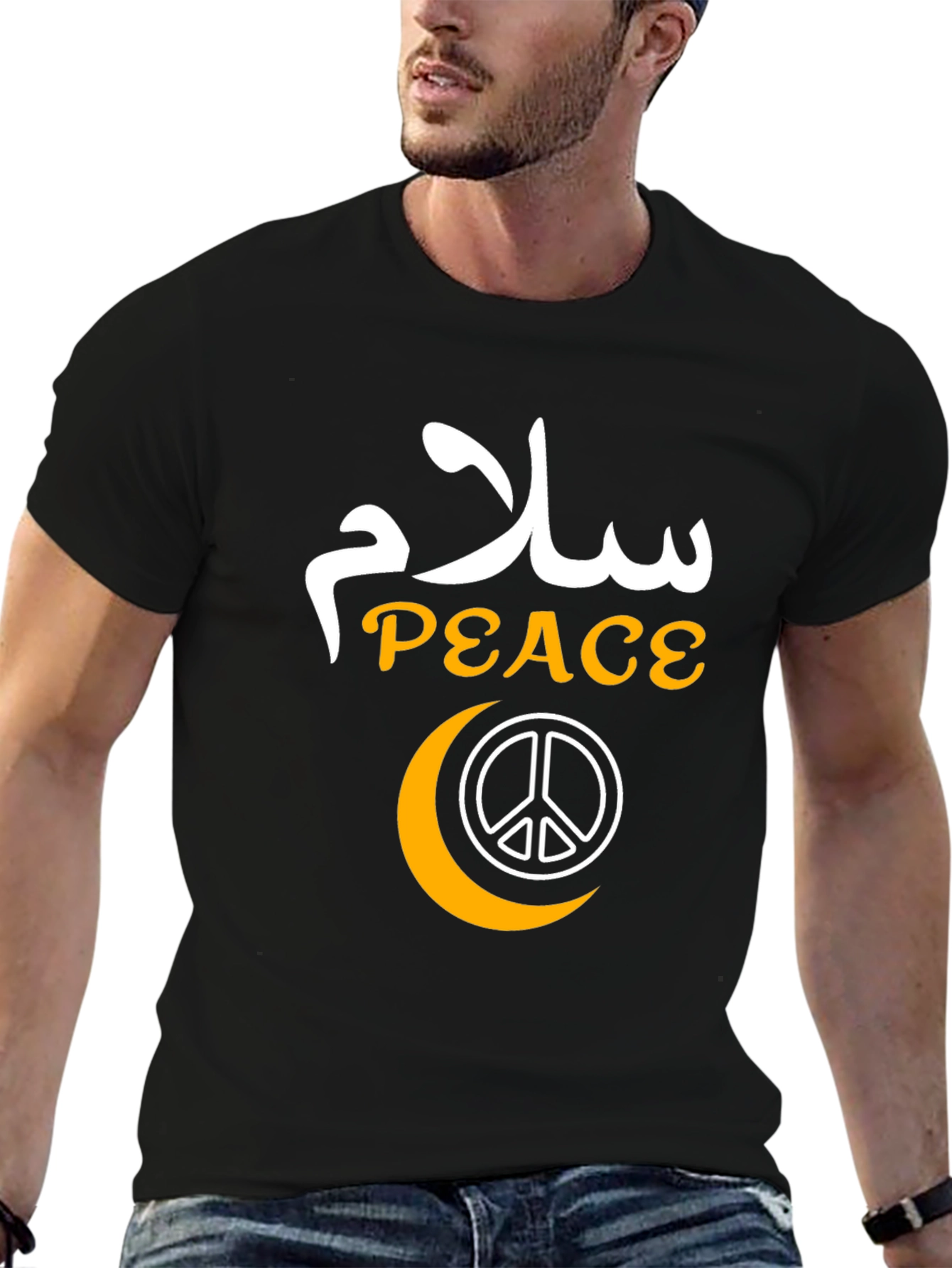 Peace Graphic T-Shirt - Black Cotton Blend