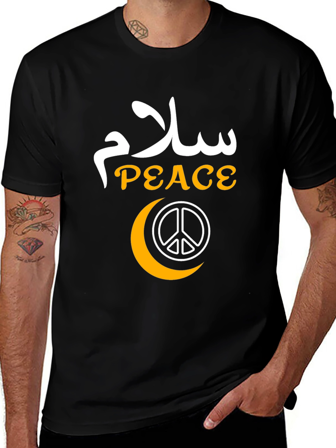 Peace Graphic T-Shirt - Black Cotton Blend