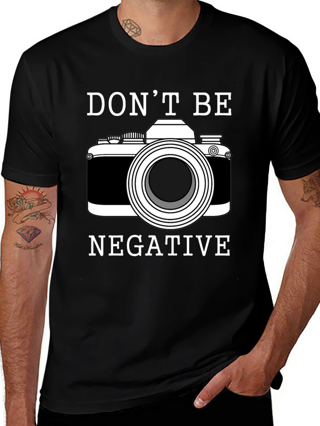Dont Be Negative Camera Graphic T-Shirt