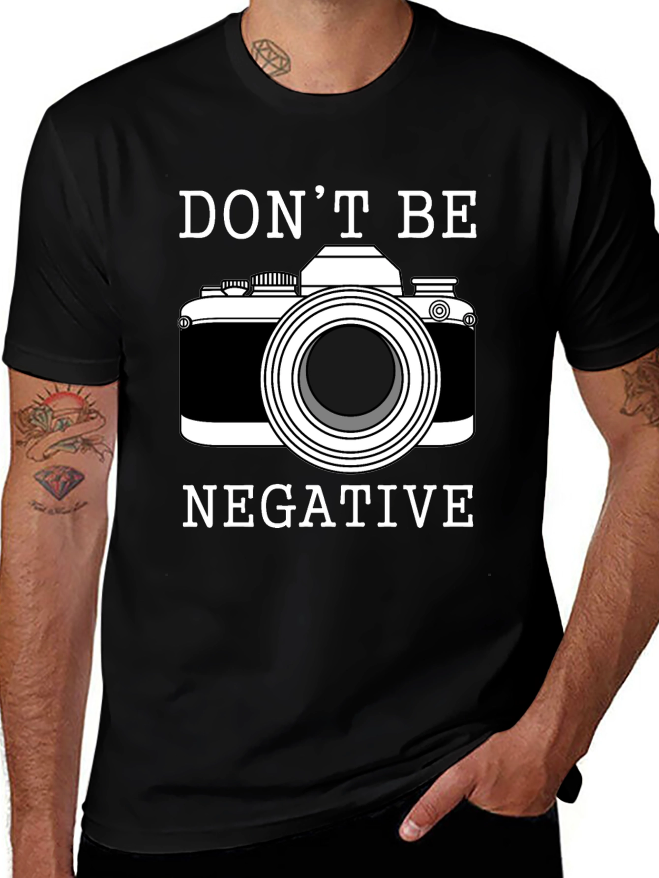 Dont Be Negative Camera Graphic T-Shirt