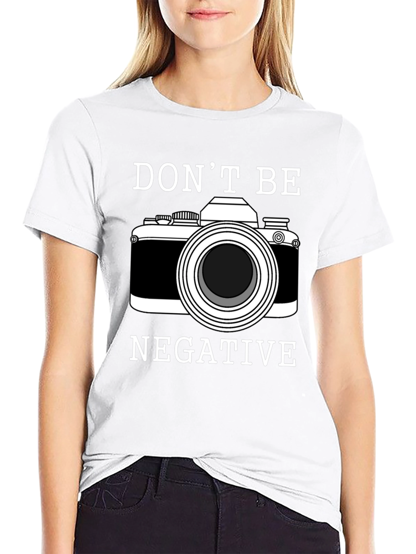 Dont Be Negative Camera Graphic T-Shirt