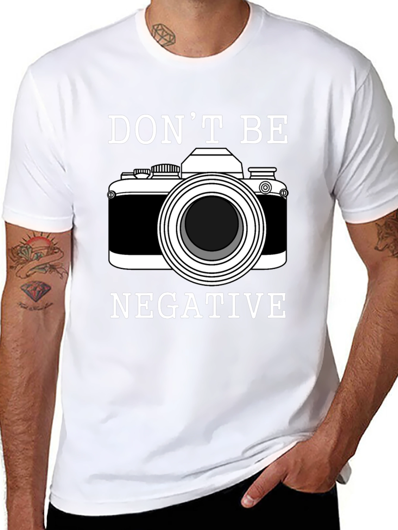 Dont Be Negative Camera Graphic T-Shirt