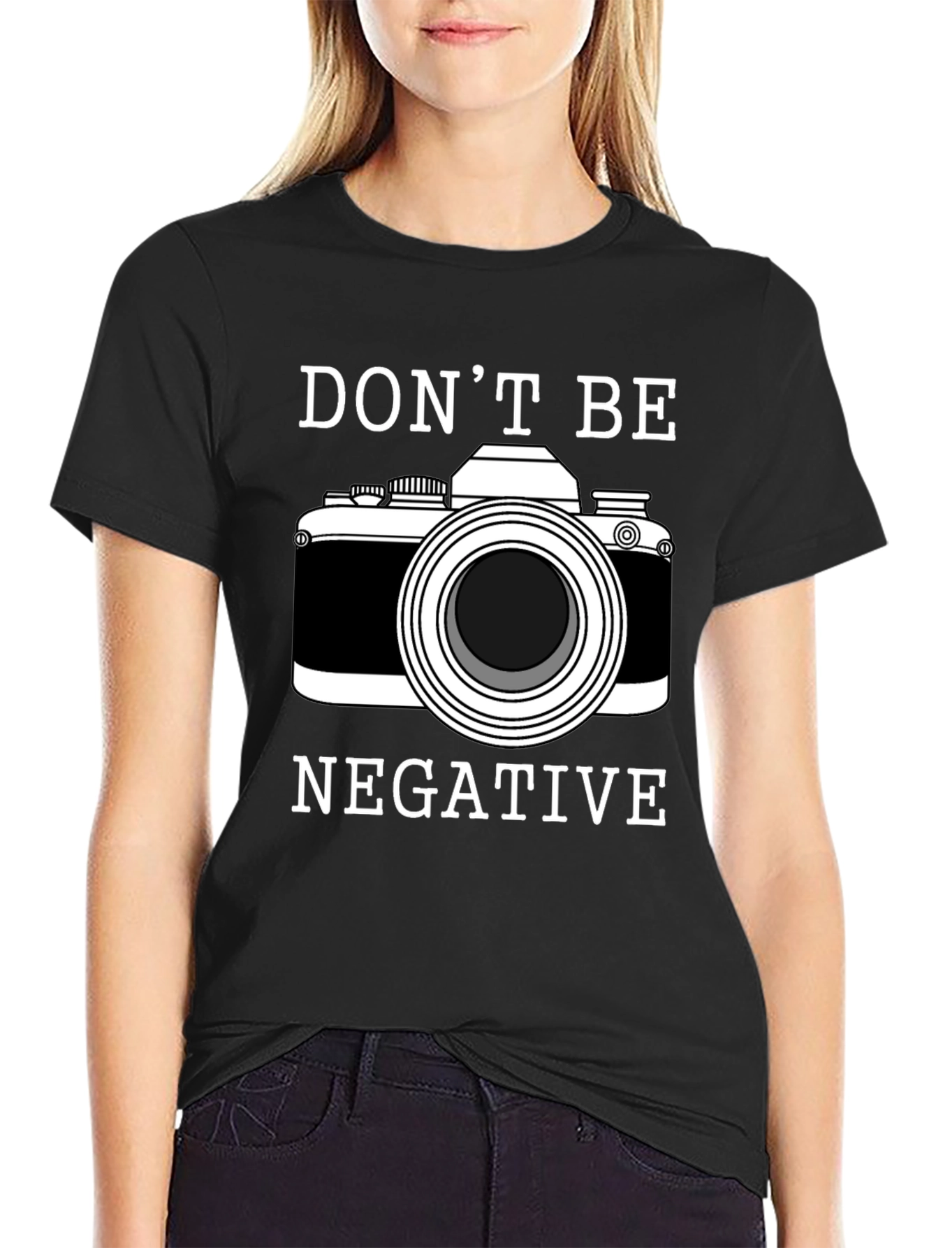 Dont Be Negative Camera Graphic T-Shirt