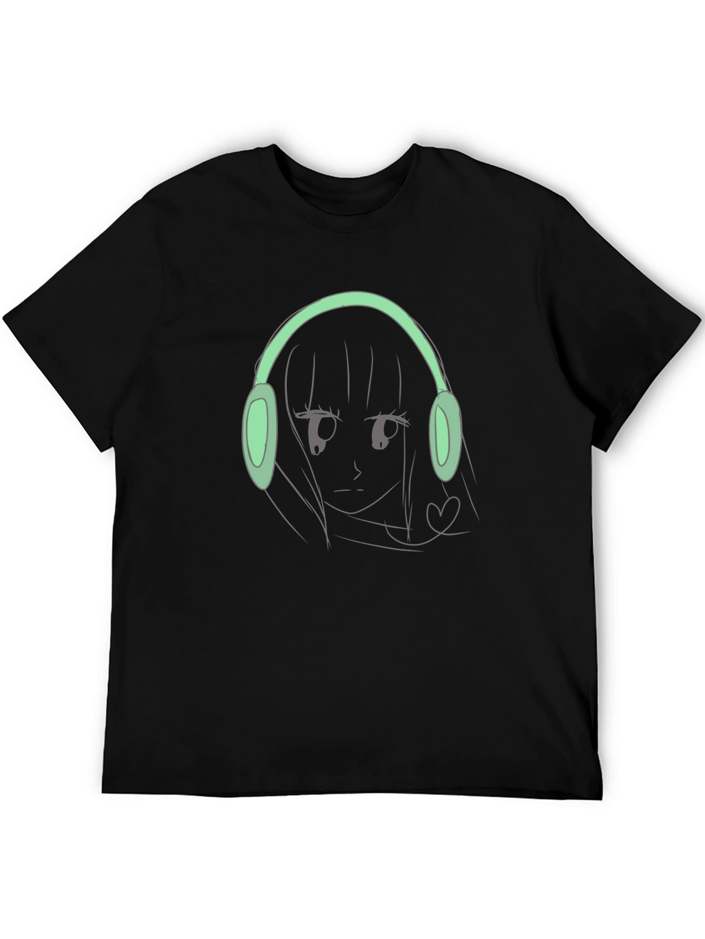 Anime Girl with Headphones Graphic Tee