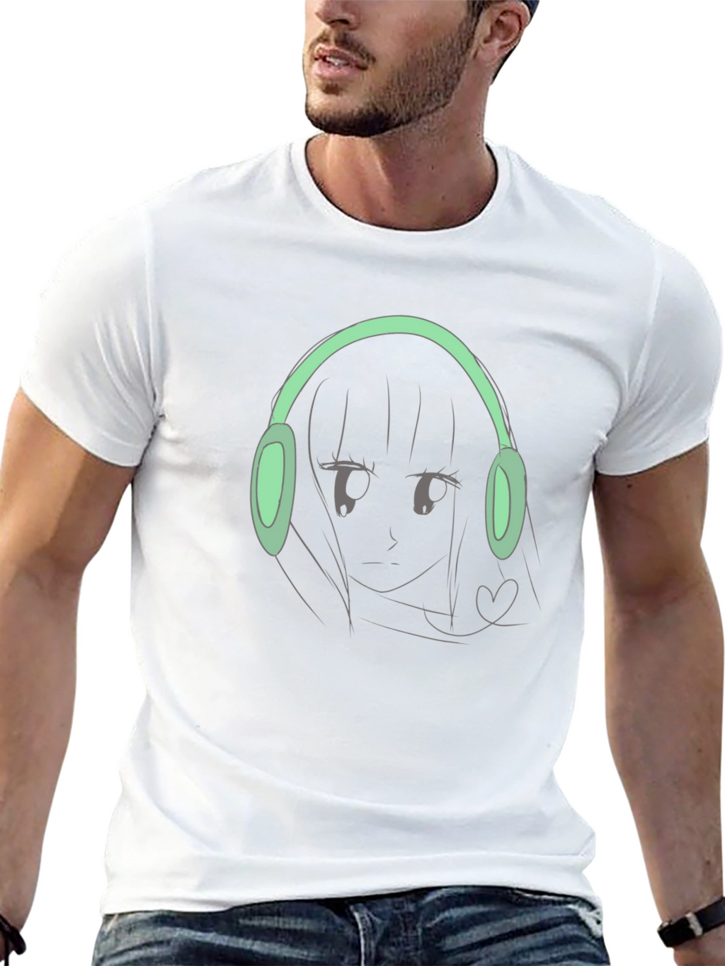 Anime Girl with Headphones Graphic Tee