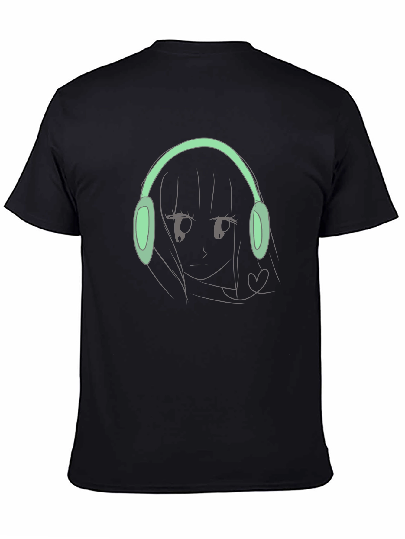 Anime Girl with Headphones Graphic Tee