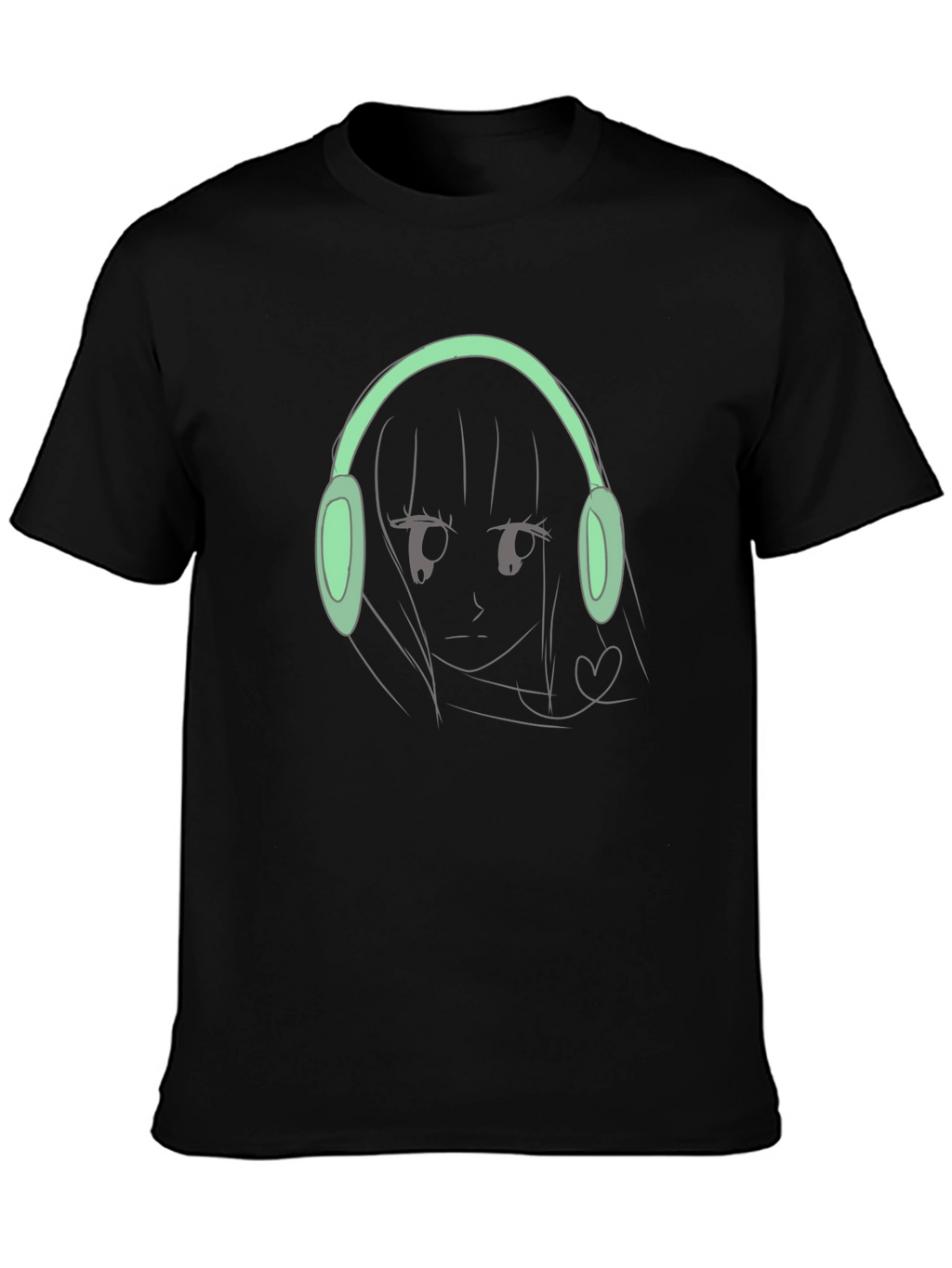 Anime Girl with Headphones Graphic Tee